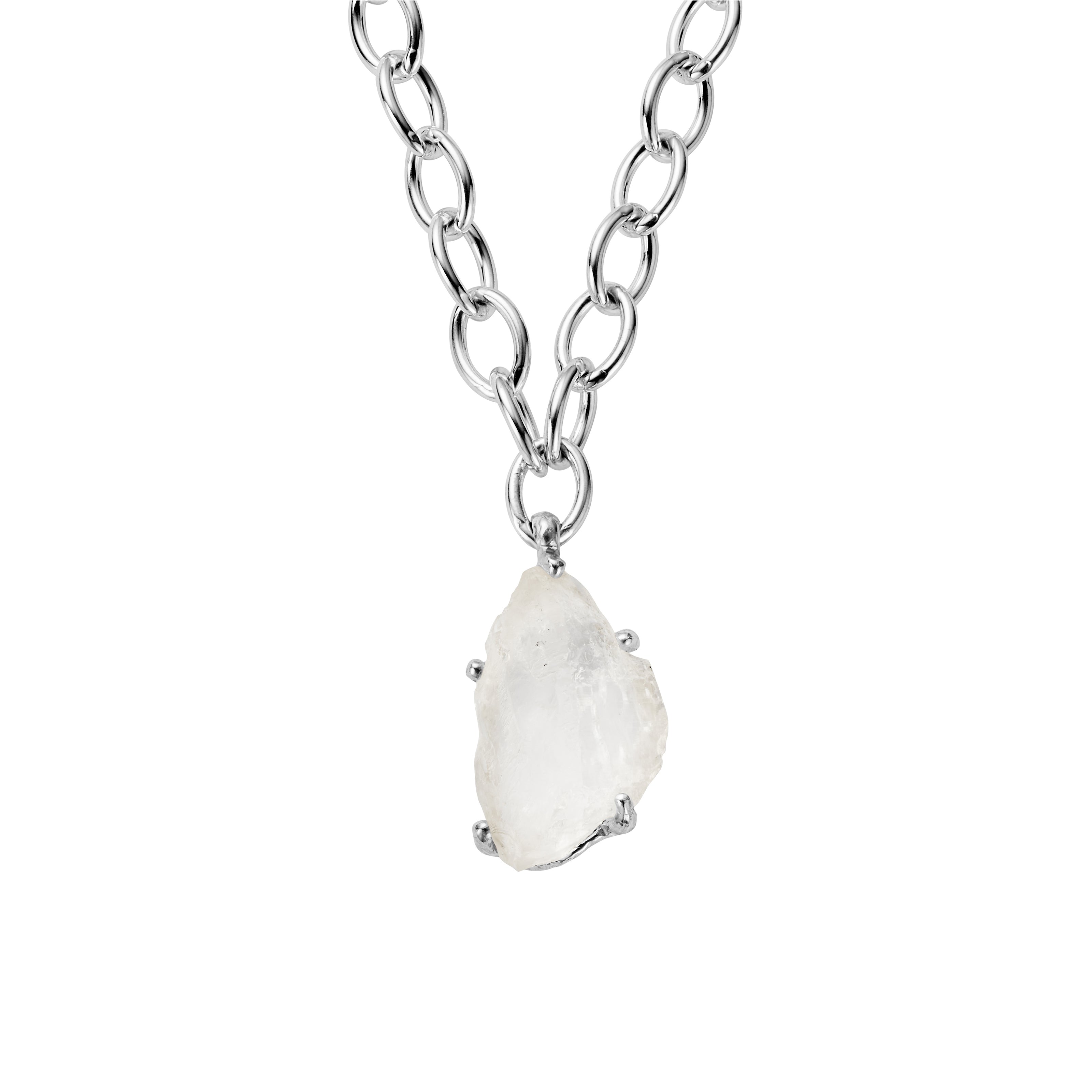 No.22 Silver Rock Crystal Pendant Sylt Chain Necklace