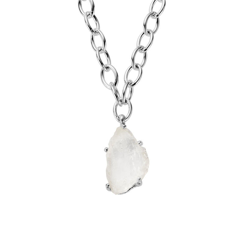 No.22 Silver Rock Crystal Pendant Sylt Chain Necklace