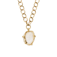 No.3 Gold Rock Crystal Pendant Handmade Chain Necklace