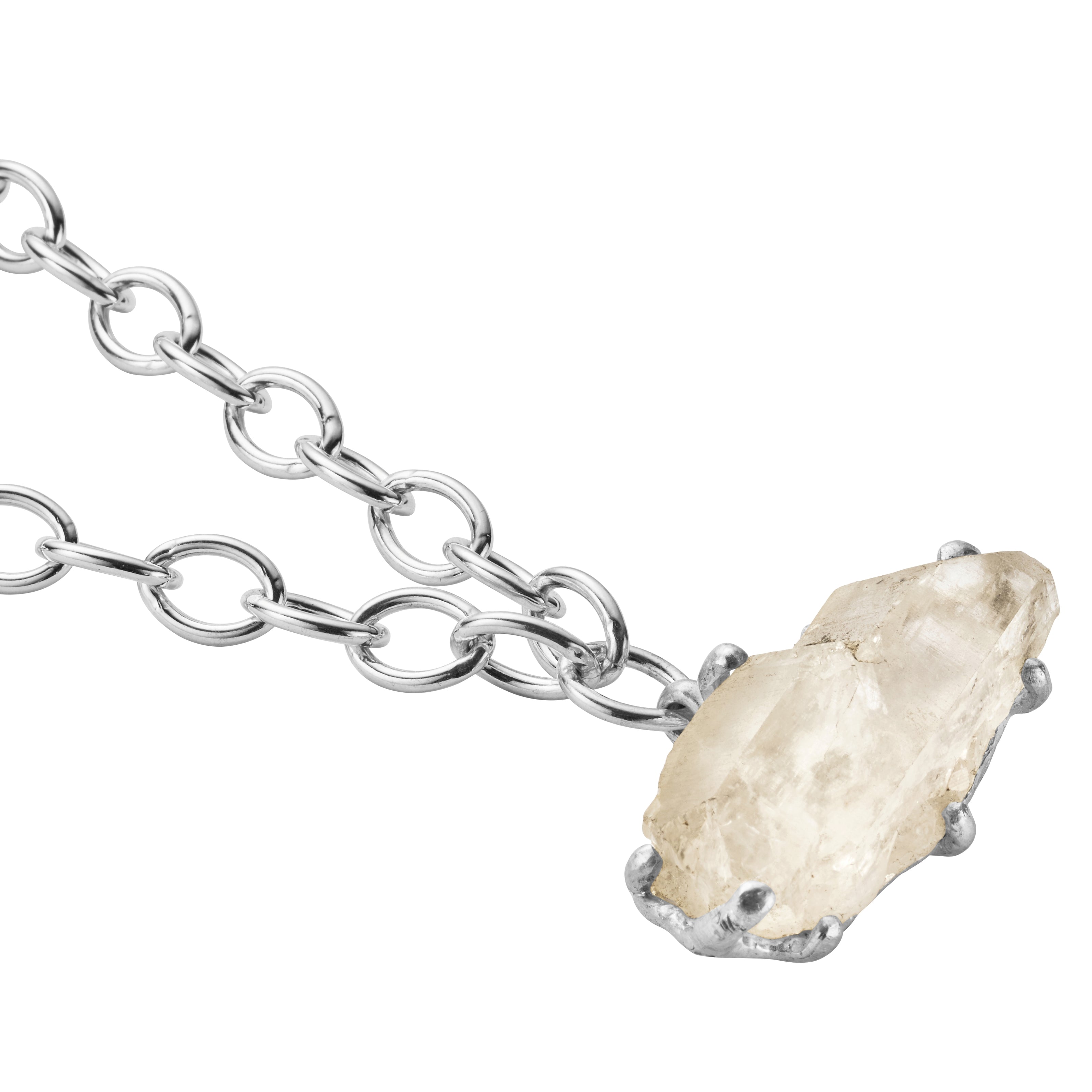 No.17 Silver Rock Crystal Pendant Sylt Chain Necklace