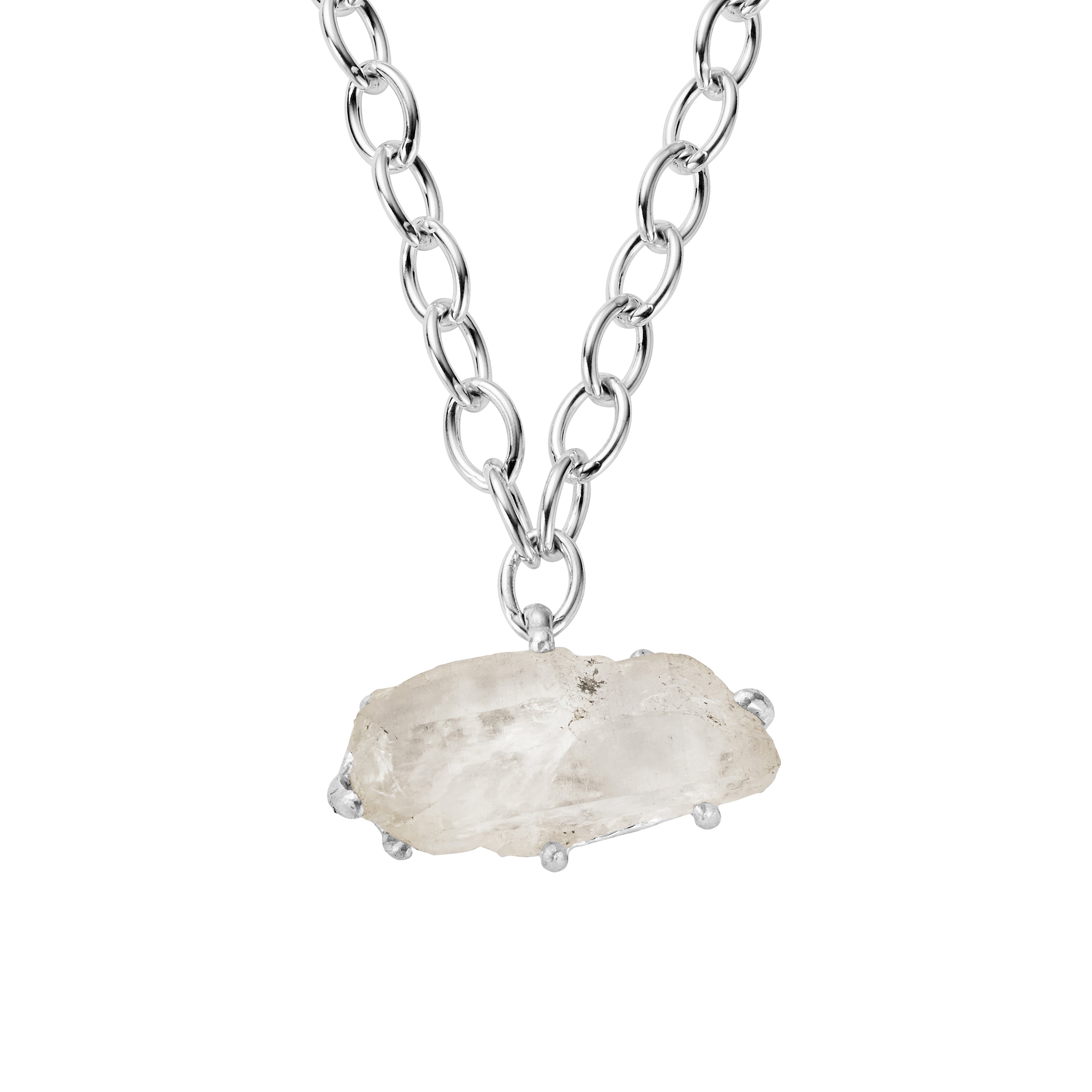 No.17 Silver Rock Crystal Pendant Sylt Chain Necklace