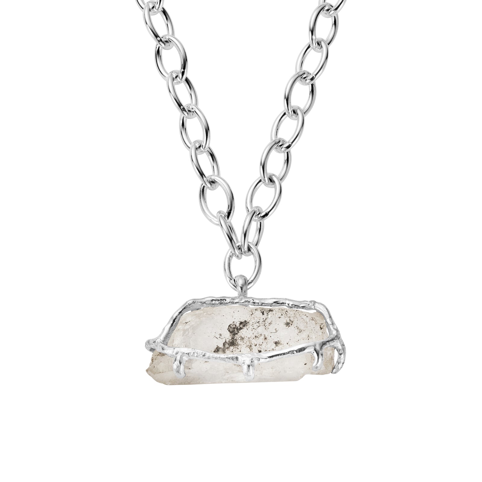 No.17 Silver Rock Crystal Pendant Sylt Chain Necklace