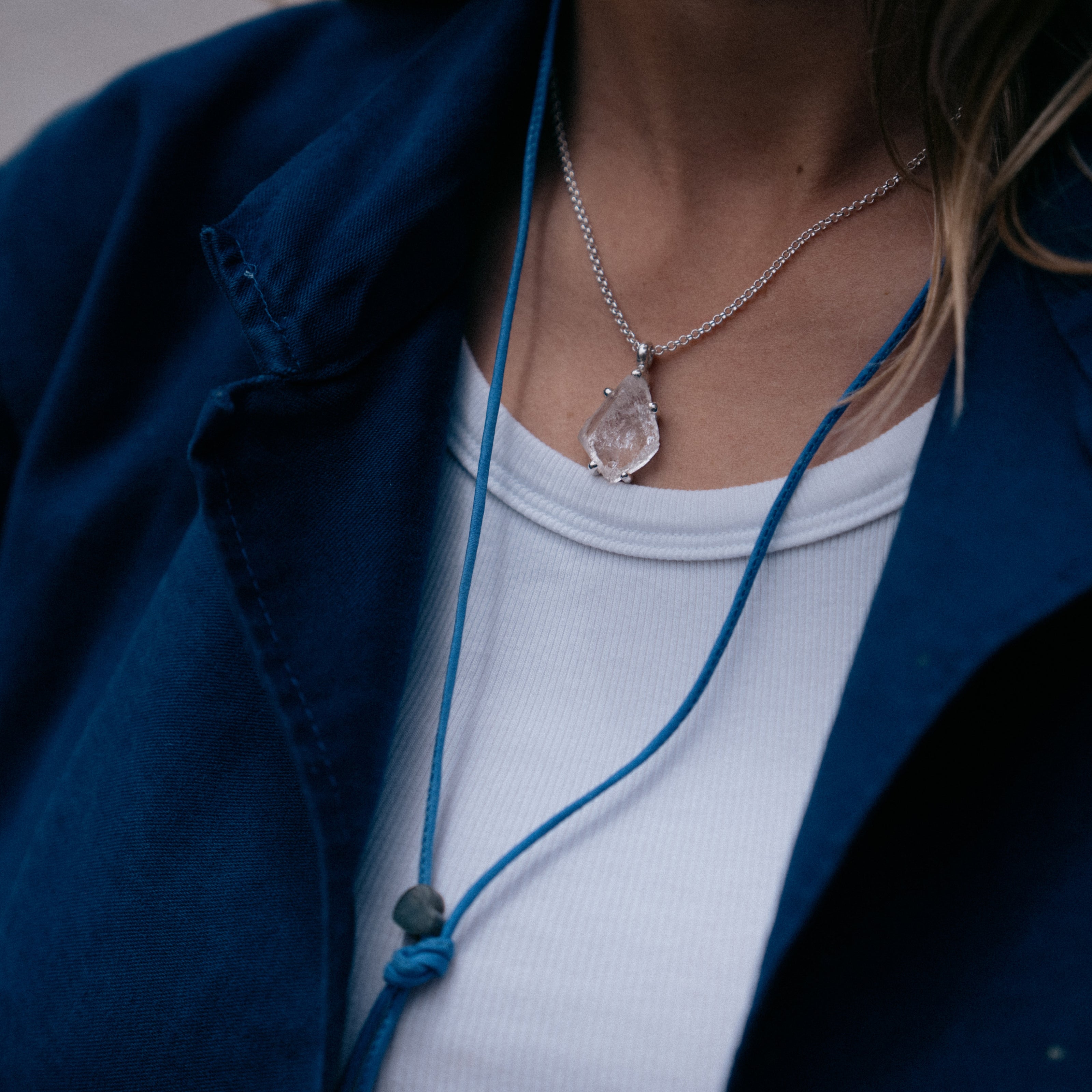 No.34 Silver Rock Crystal Pendant Necklace