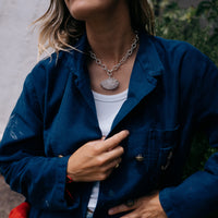 No.18 Silver Rock Crystal Pendant Sylt Chain Necklace