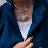 No.18 Silver Rock Crystal Pendant Sylt Chain Necklace