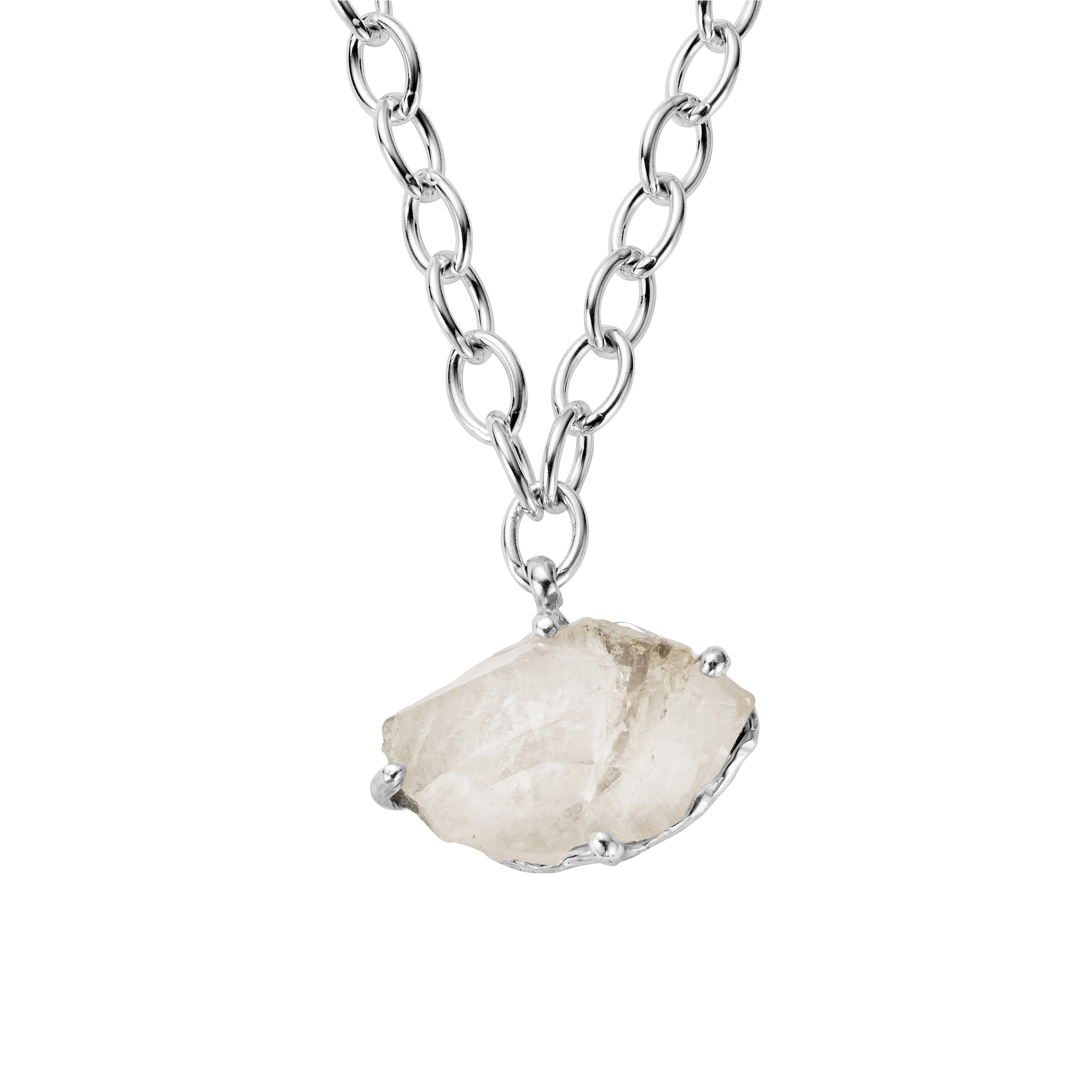 No.18 Silver Rock Crystal Pendant Sylt Chain Necklace