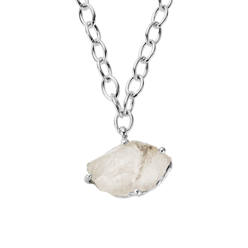No.18 Silver Rock Crystal Pendant Sylt Chain Necklace