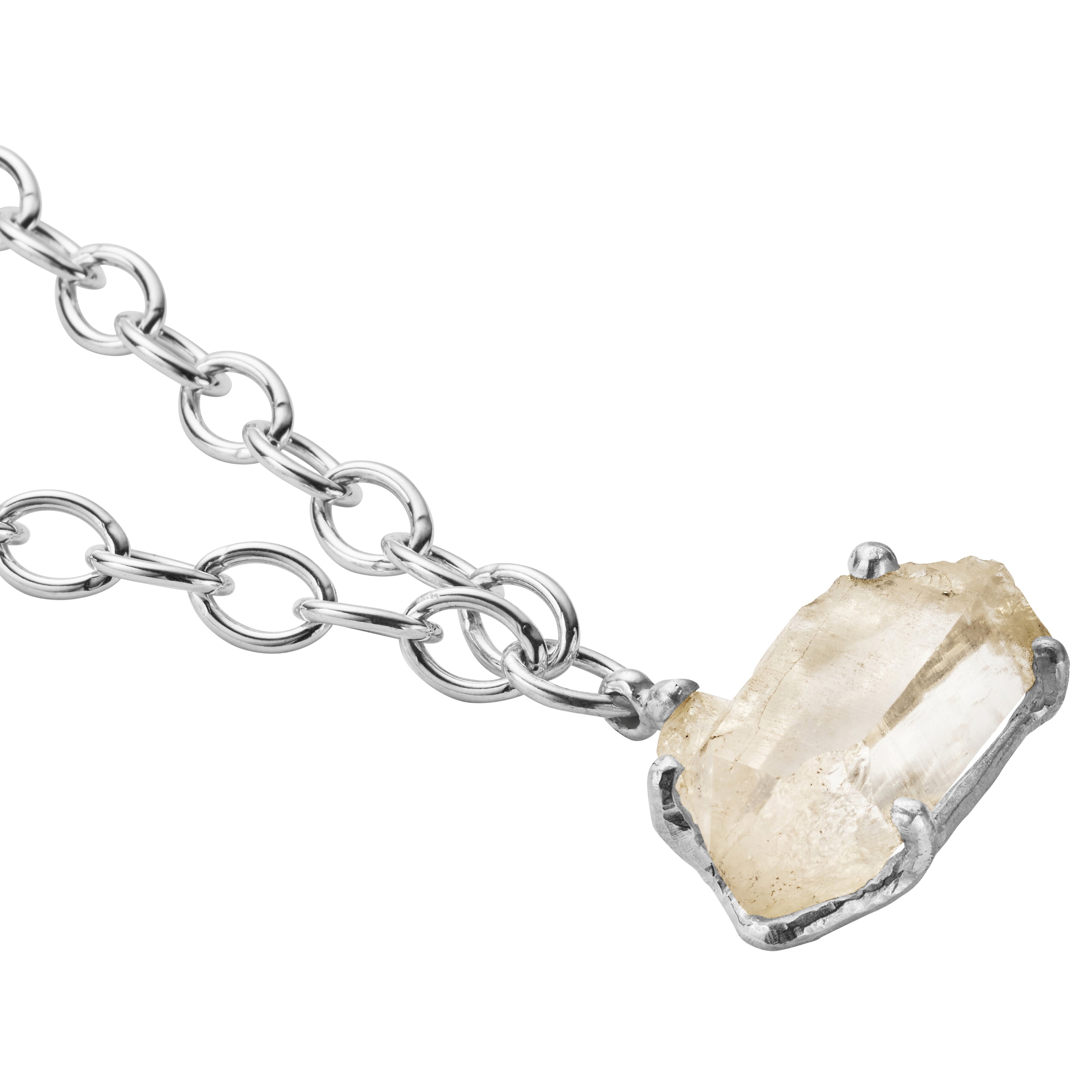 No.16 Silver Rock Crystal Pendant Sylt Chain Necklace