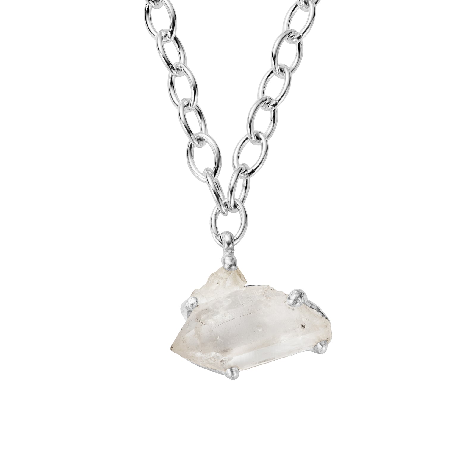 No.16 Silver Rock Crystal Pendant Sylt Chain Necklace