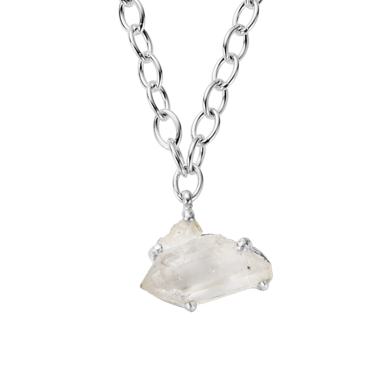 No.16 Silver Rock Crystal Pendant Sylt Chain Necklace
