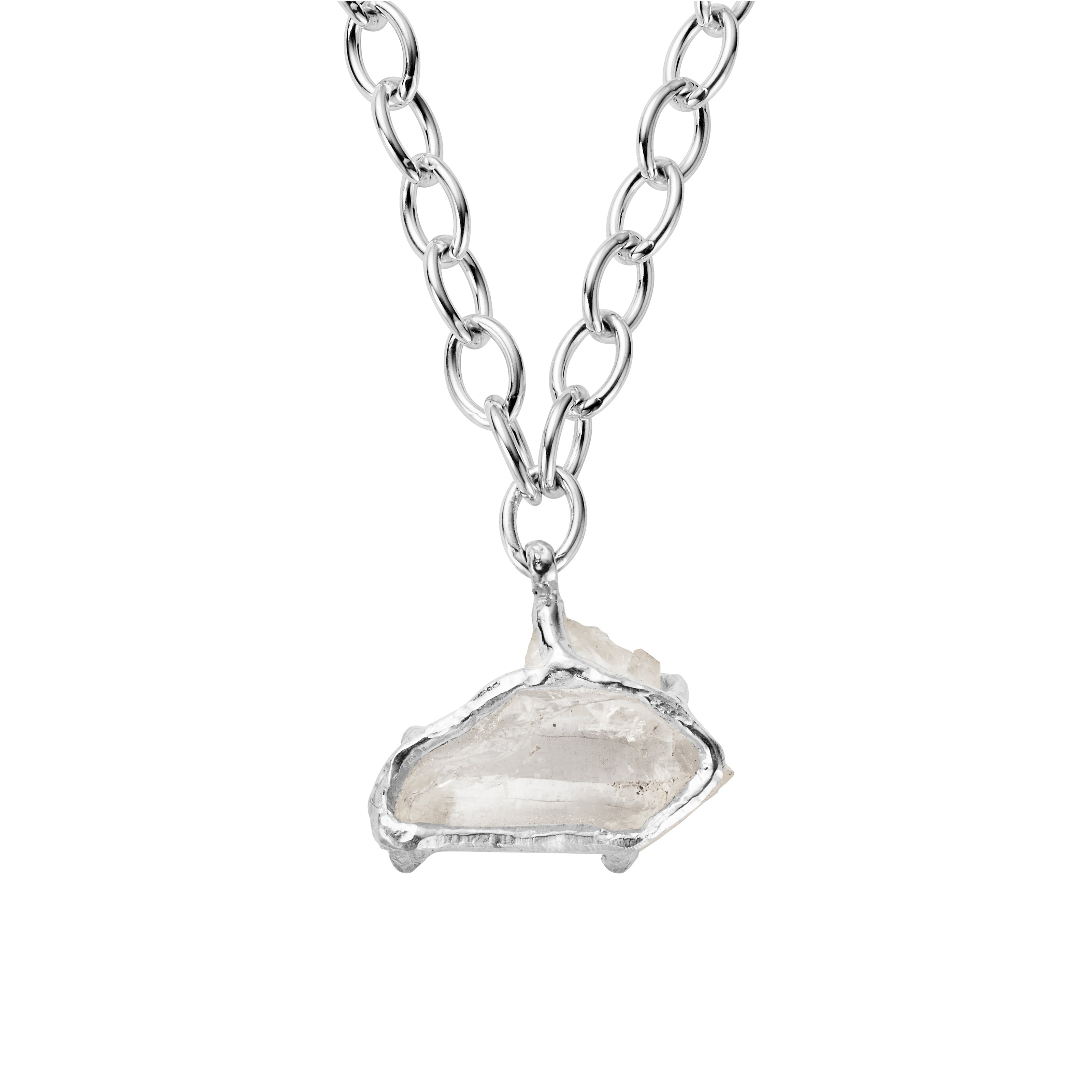 No.16 Silver Rock Crystal Pendant Sylt Chain Necklace