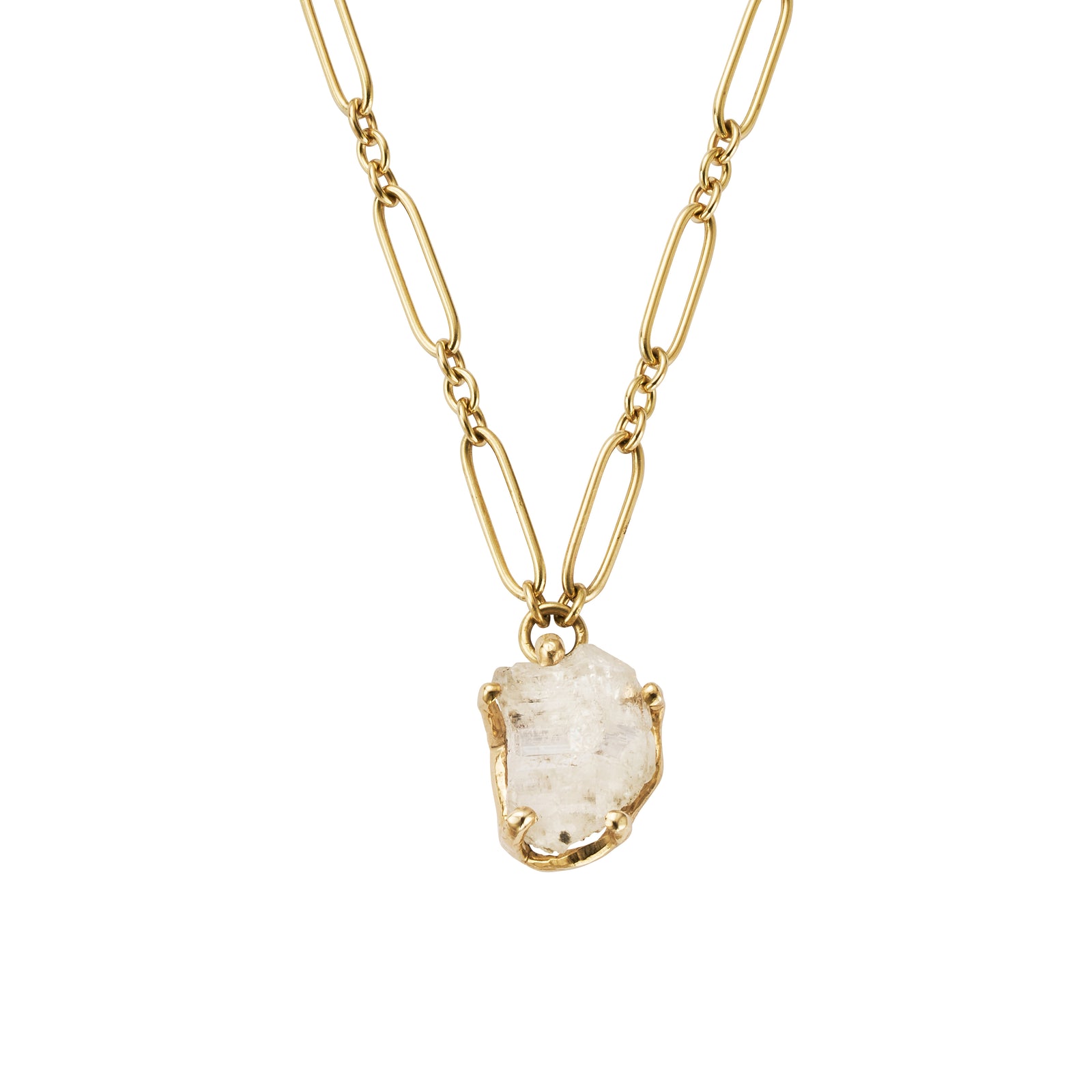 No.7 Gold Rock Crystal Pendant Necklace