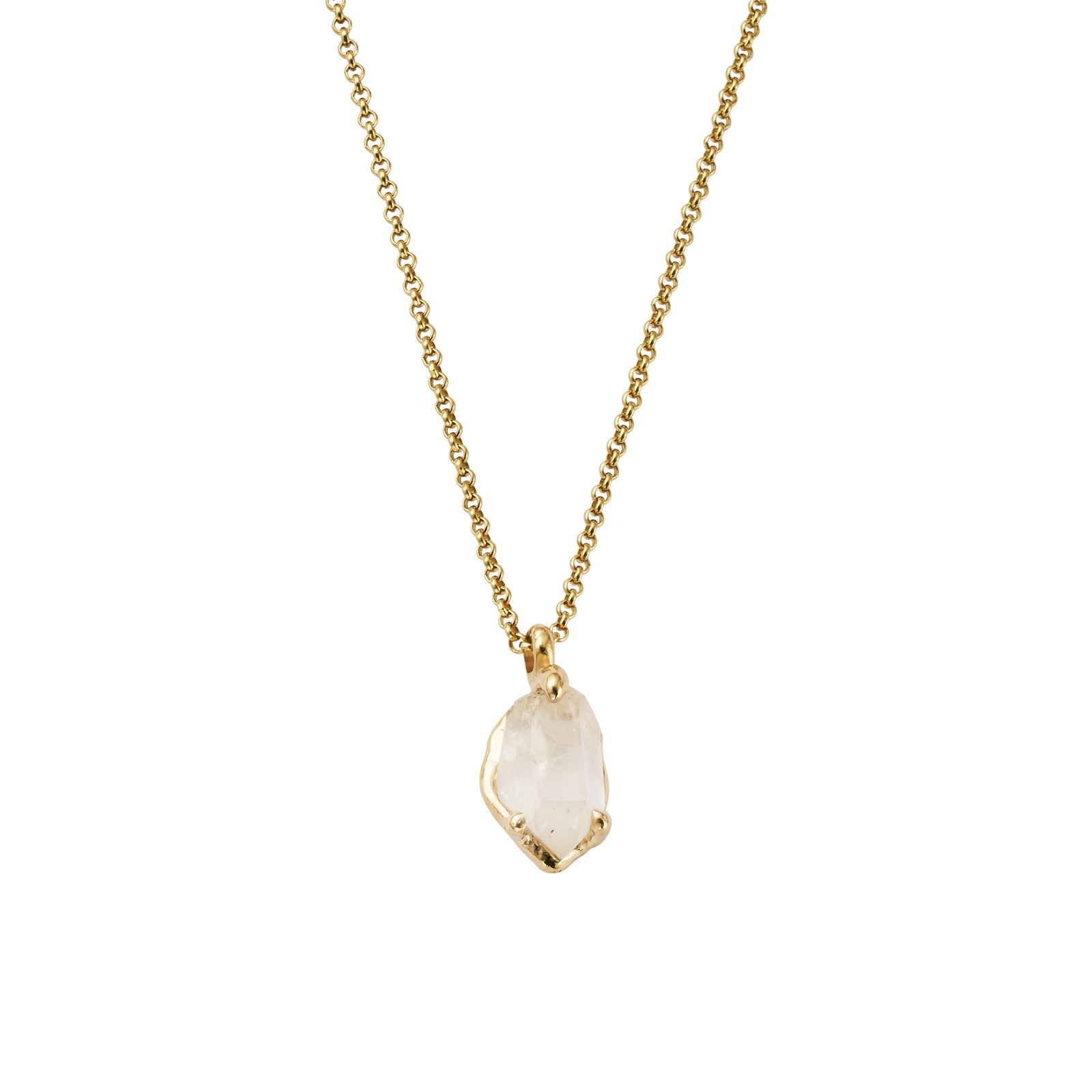 No.14 Gold Rock Crystal Pendant Necklace
