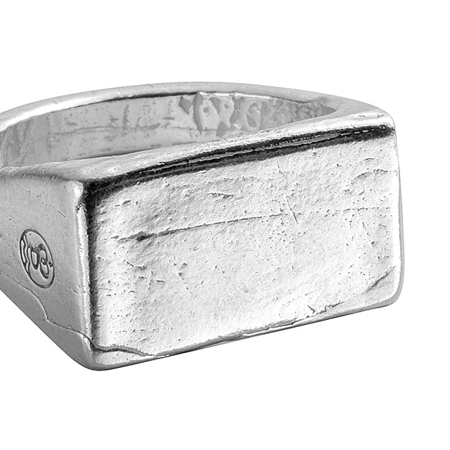 Silver Rectangle Signet Ring with Handwriting
