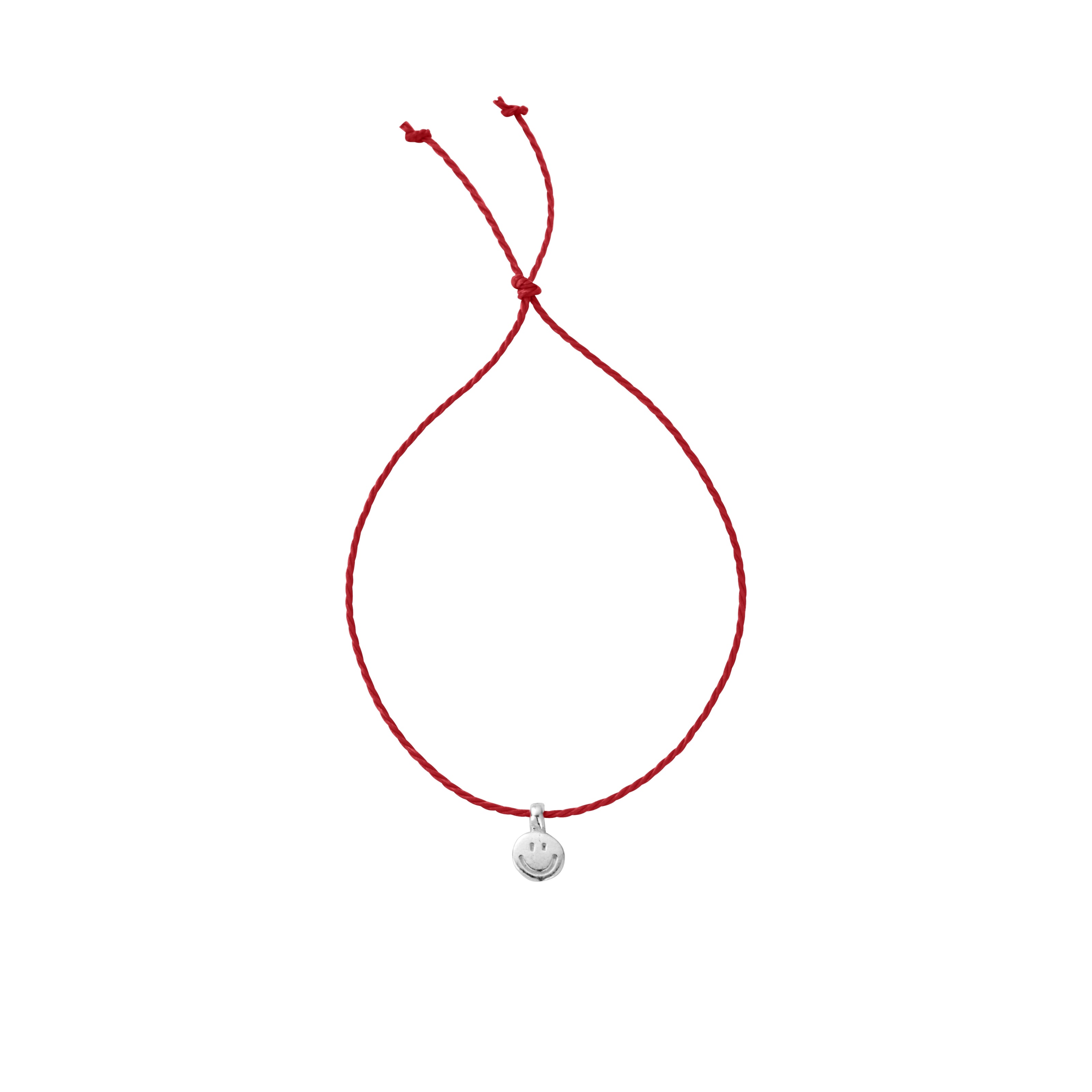 Silver Smiley Face Cord Bracelet