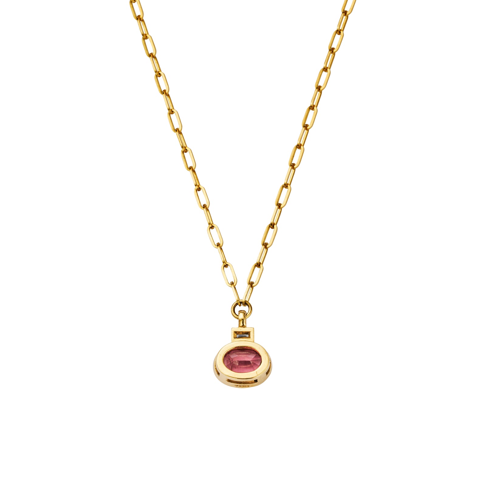 ROSITA Gold Pink Tourmaline & Diamond Tiny Trace Chain Necklace