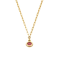 ROSITA Gold Pink Tourmaline & Diamond Tiny Trace Chain Necklace