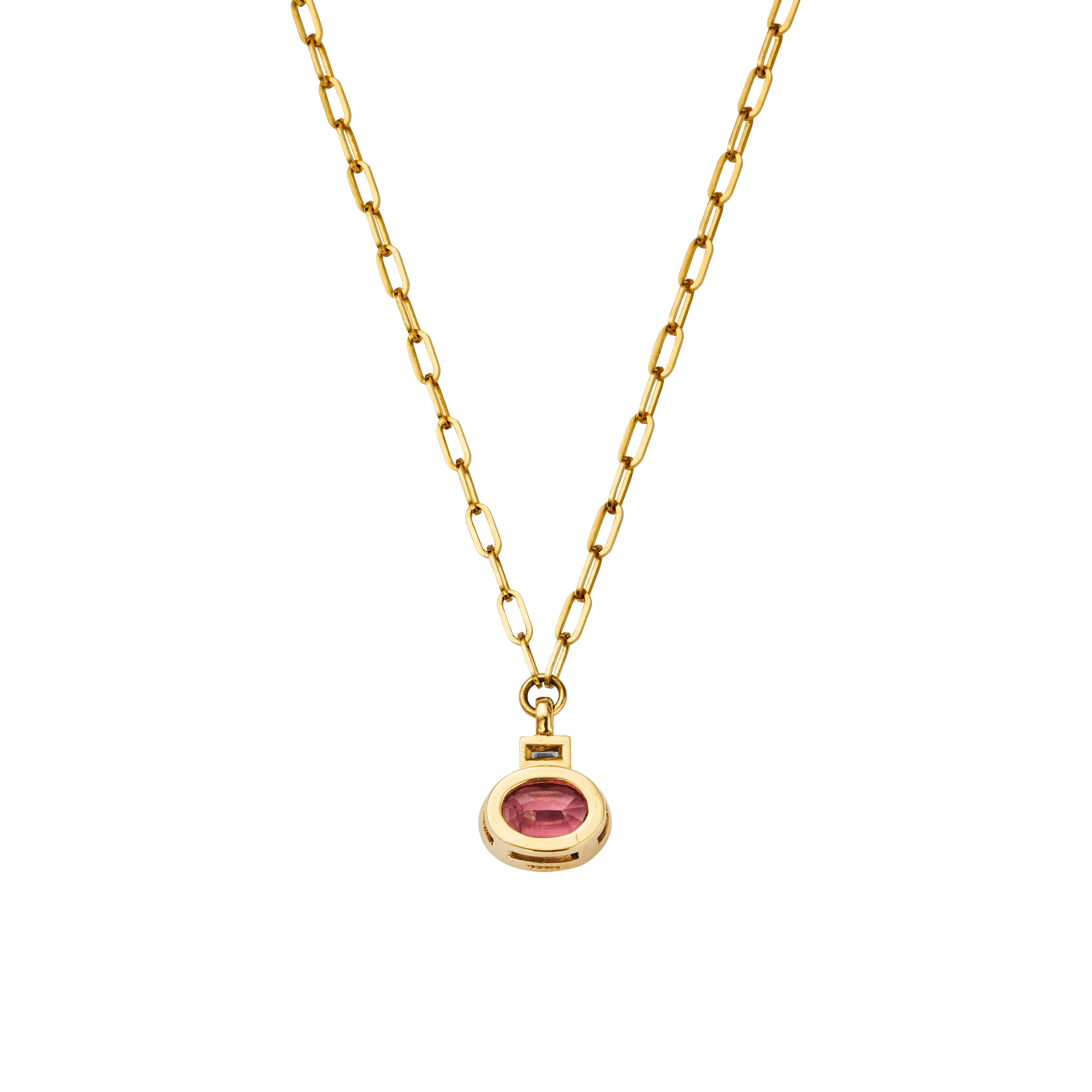 ROSITA Gold Pink Tourmaline & Diamond Tiny Trace Chain Necklace