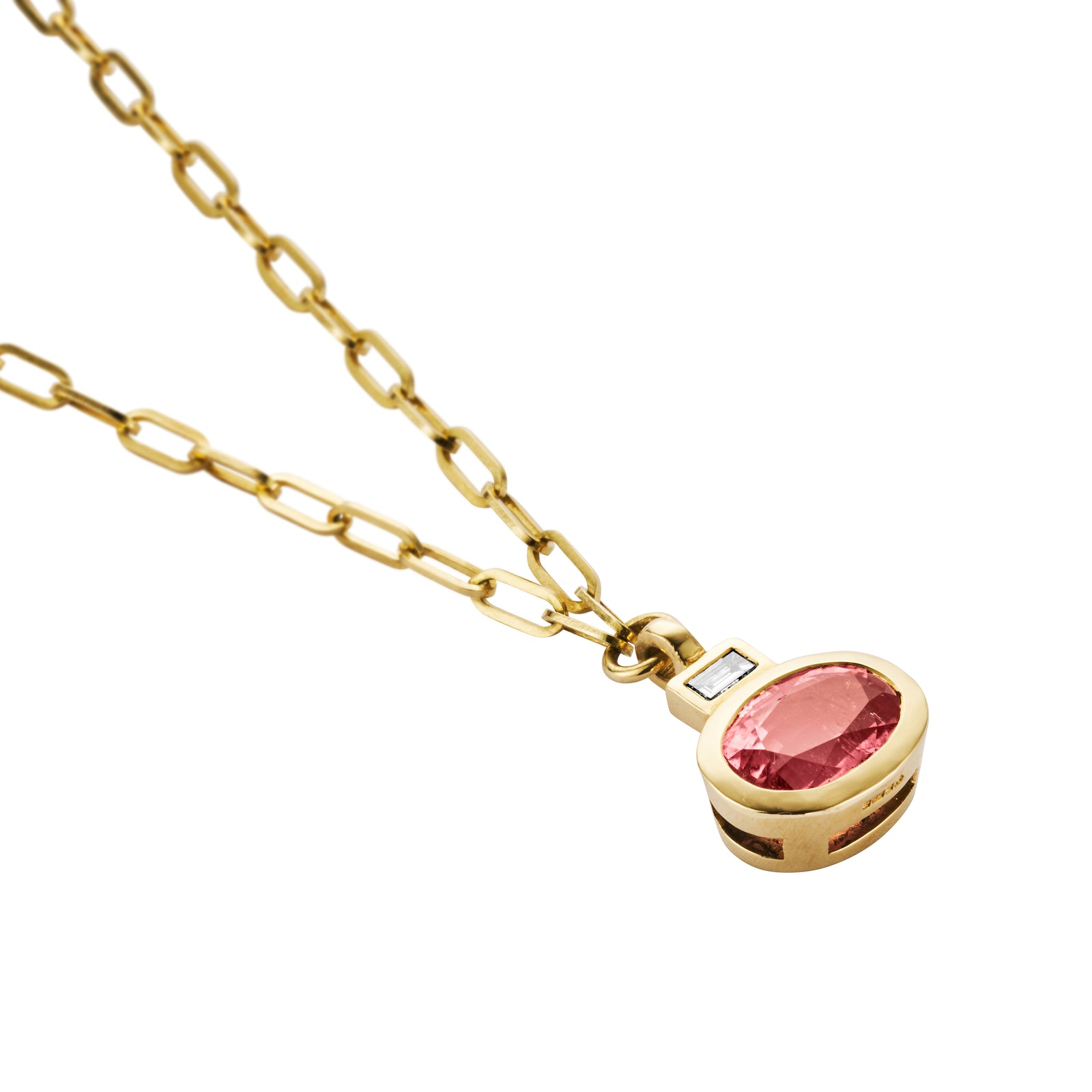 ROSITA Gold Pink Tourmaline & Diamond Tiny Trace Chain Necklace