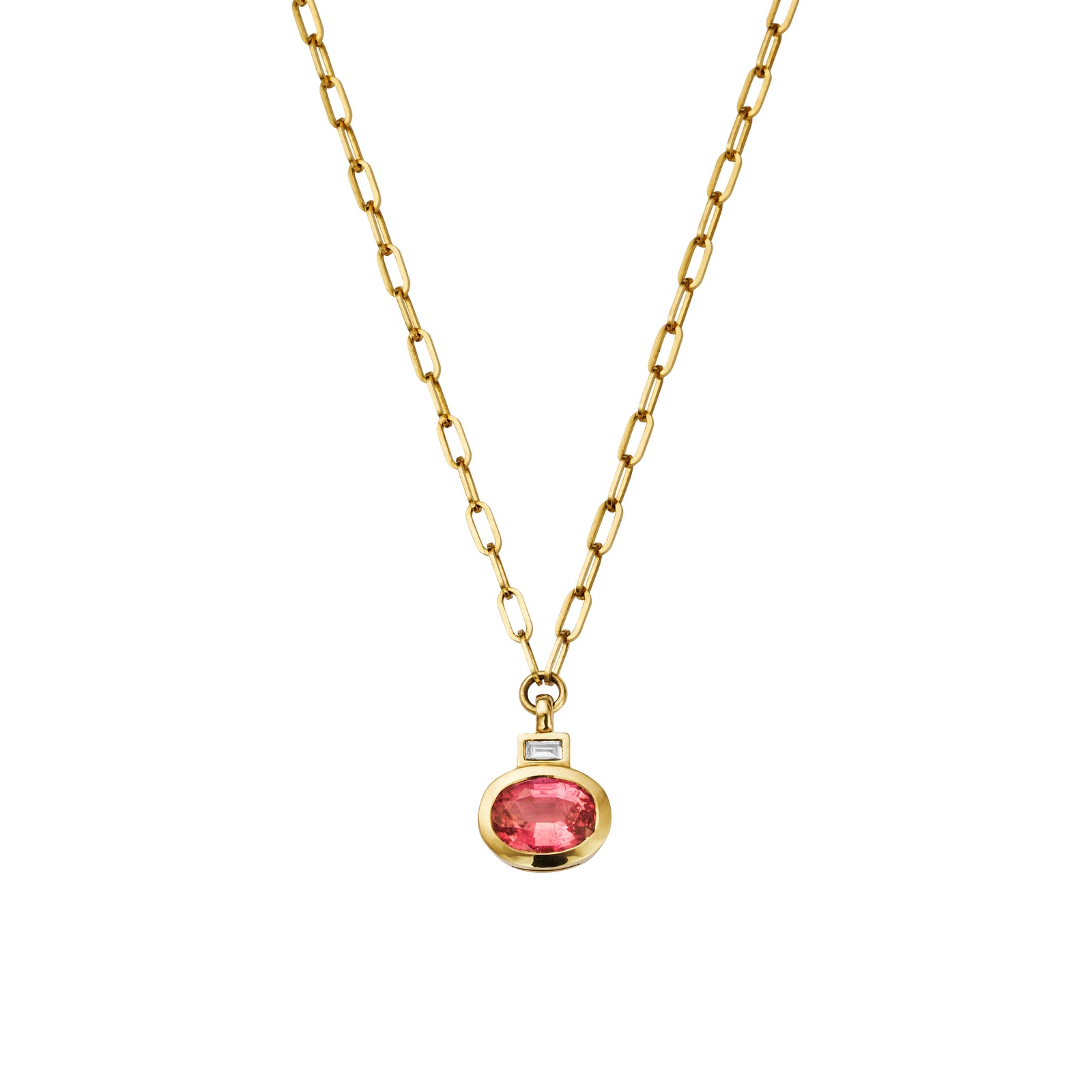 ROSITA Gold Pink Tourmaline & Diamond Tiny Trace Chain Necklace