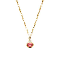 ROSITA Gold Pink Tourmaline & Diamond Tiny Trace Chain Necklace