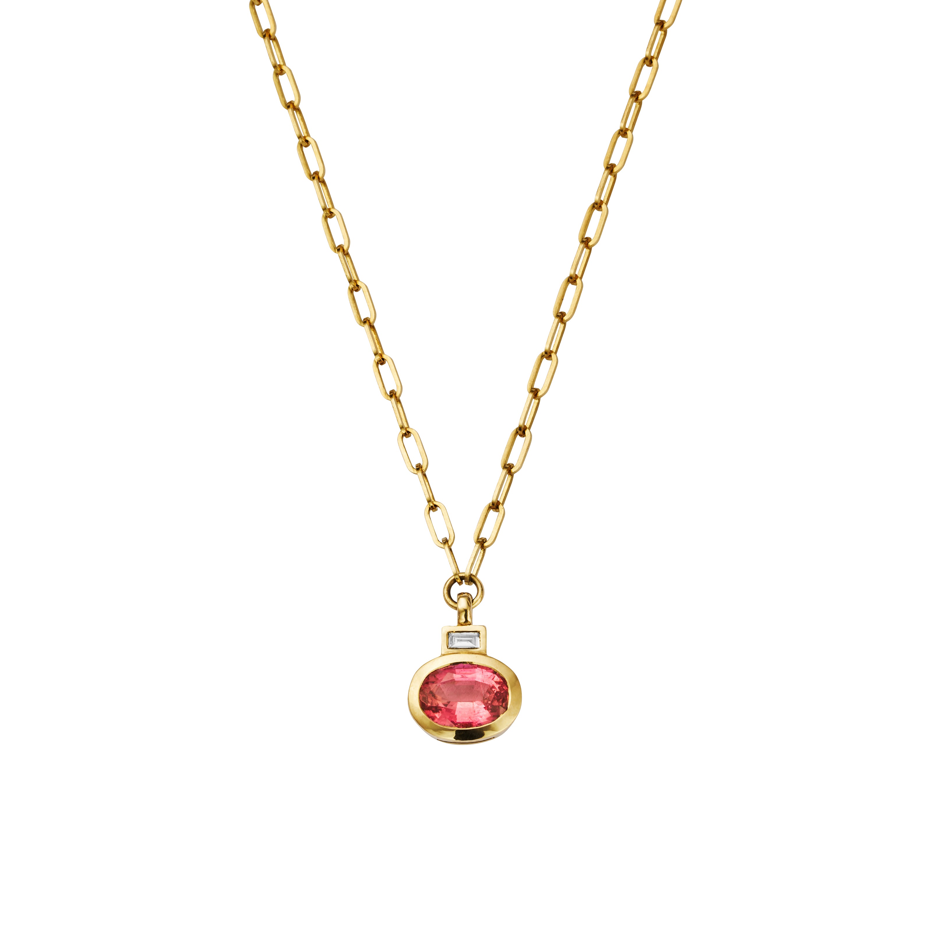 ROSITA Gold Pink Tourmaline & Diamond Tiny Trace Chain Necklace