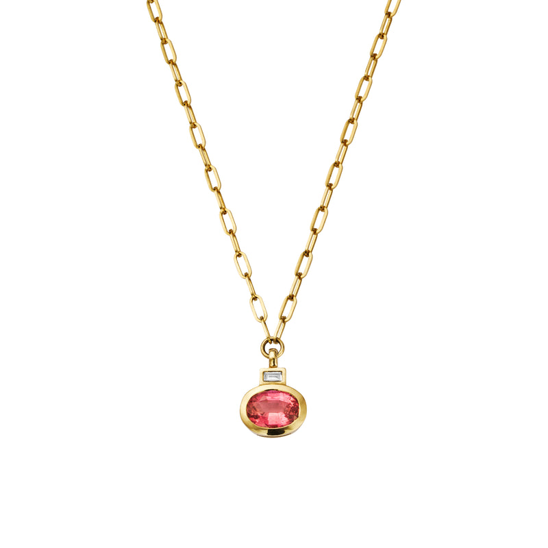 ROSITA Gold Pink Tourmaline & Diamond Tiny Trace Chain Necklace