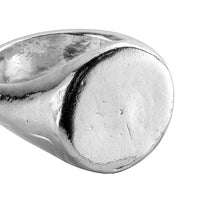 Silver Round Signet Ring with Handwriting