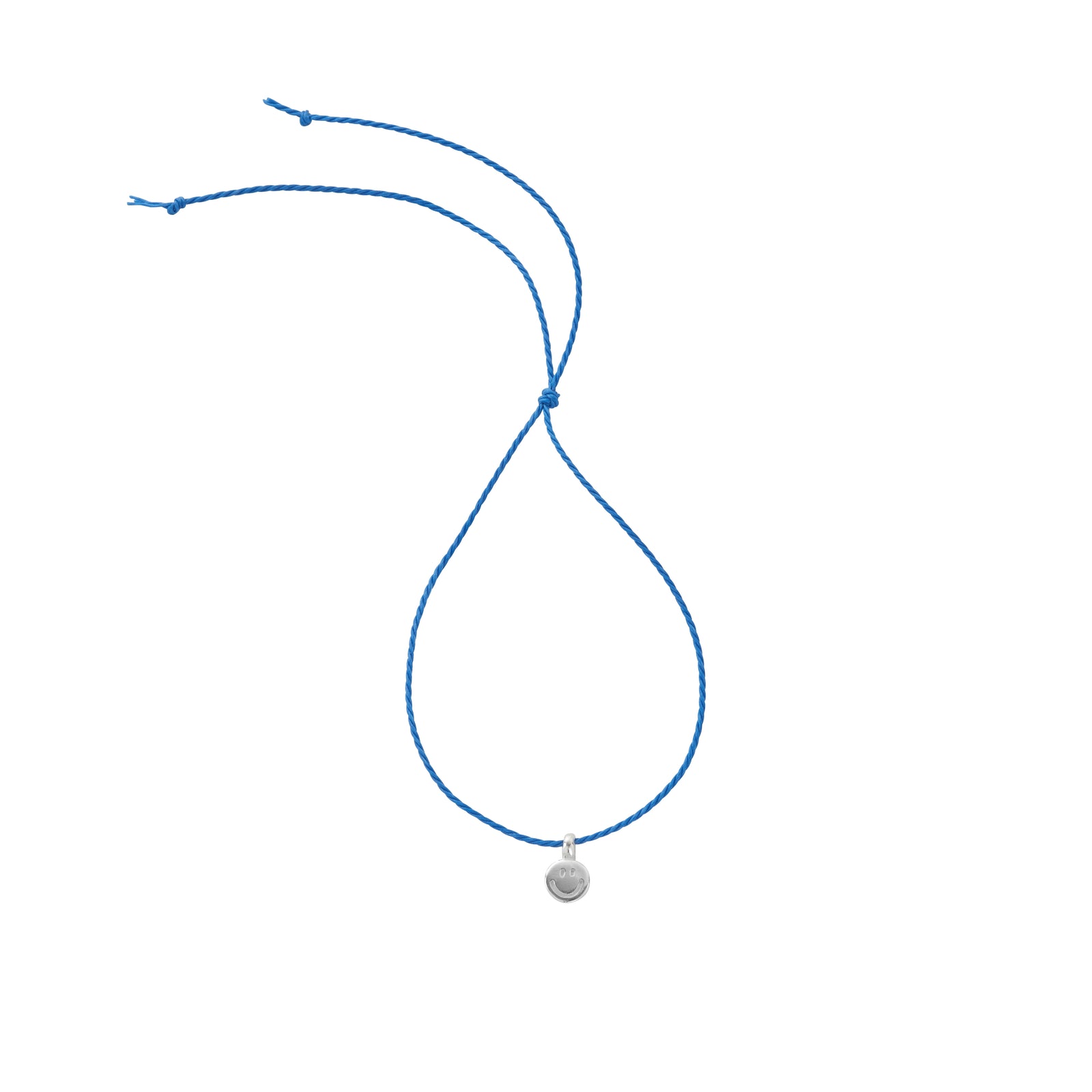 Silver Smiley Face Cord Bracelet