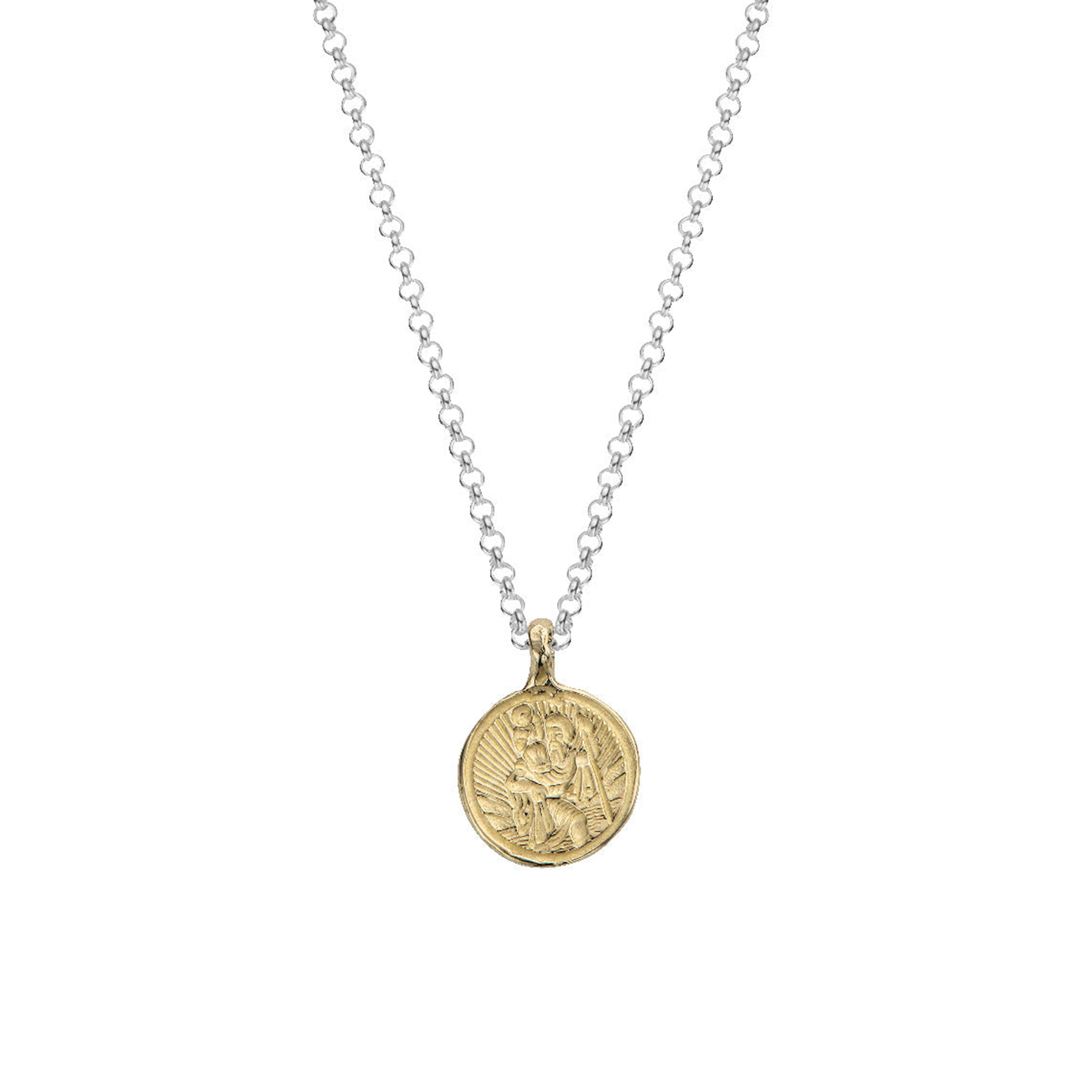 Silver & Gold Medium St Christopher Necklace