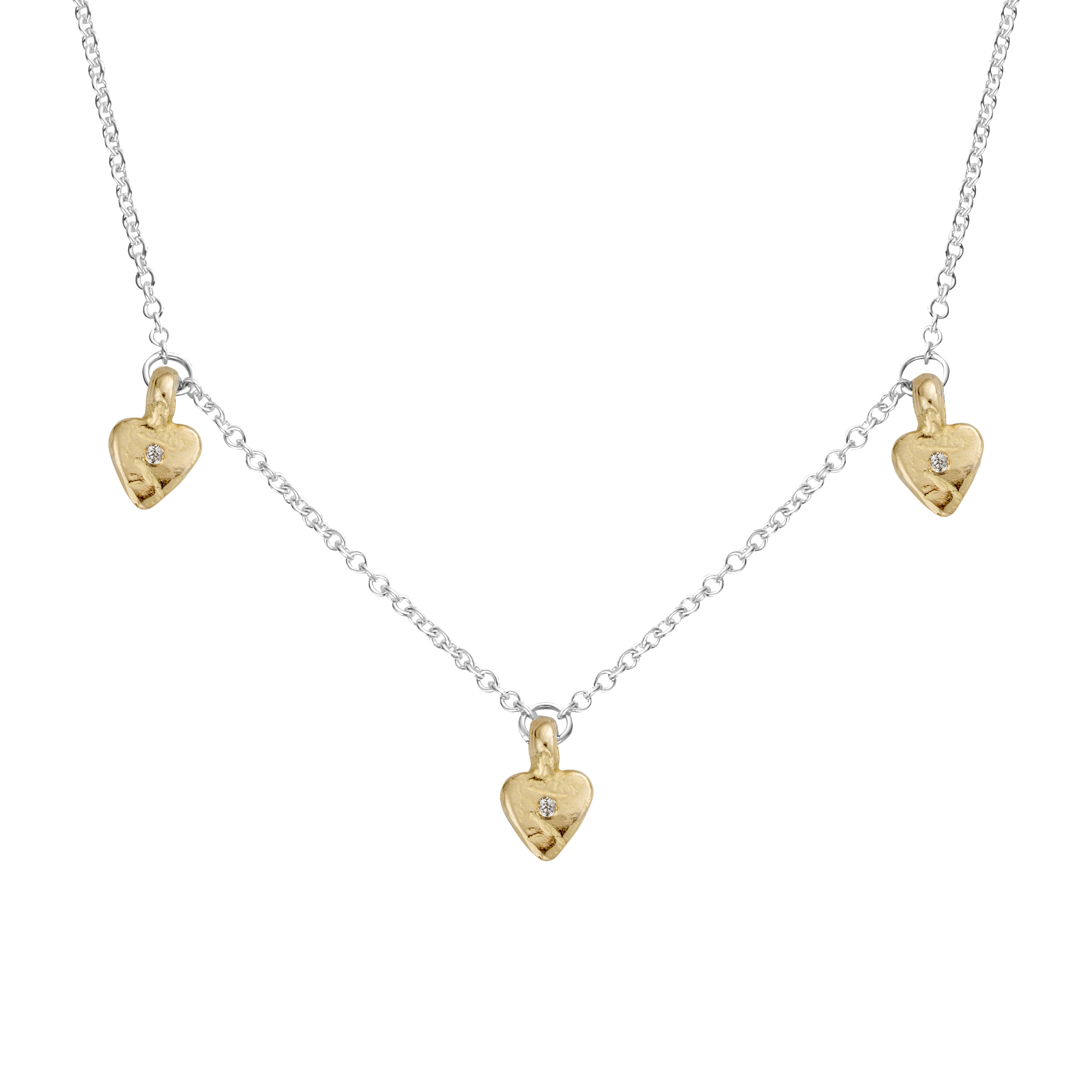 Silver & Gold Trio Baby Heart Necklace