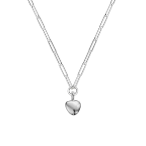 Silver Grateful Heart Trace Chain Necklace