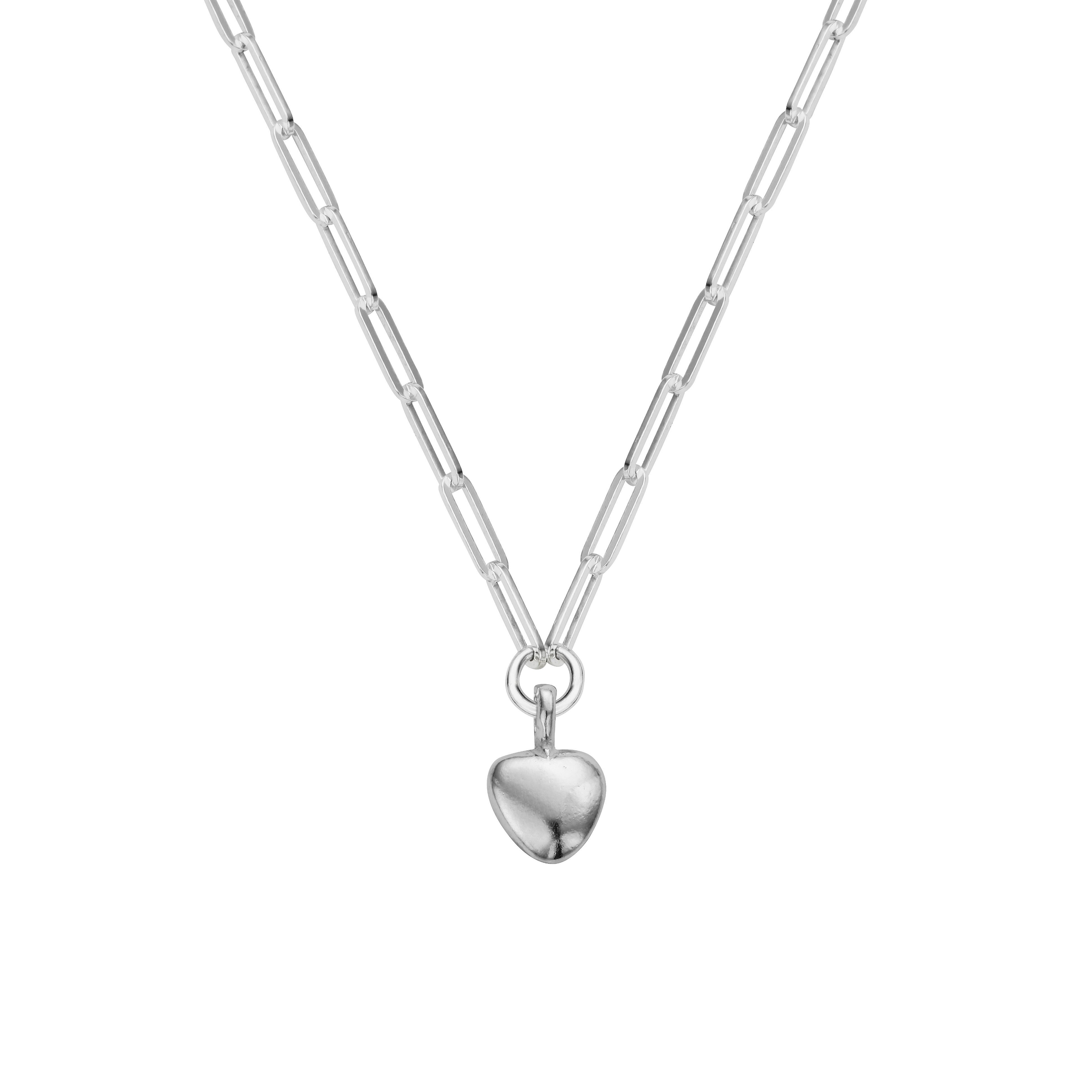 Silver Grateful Heart Trace Chain Necklace