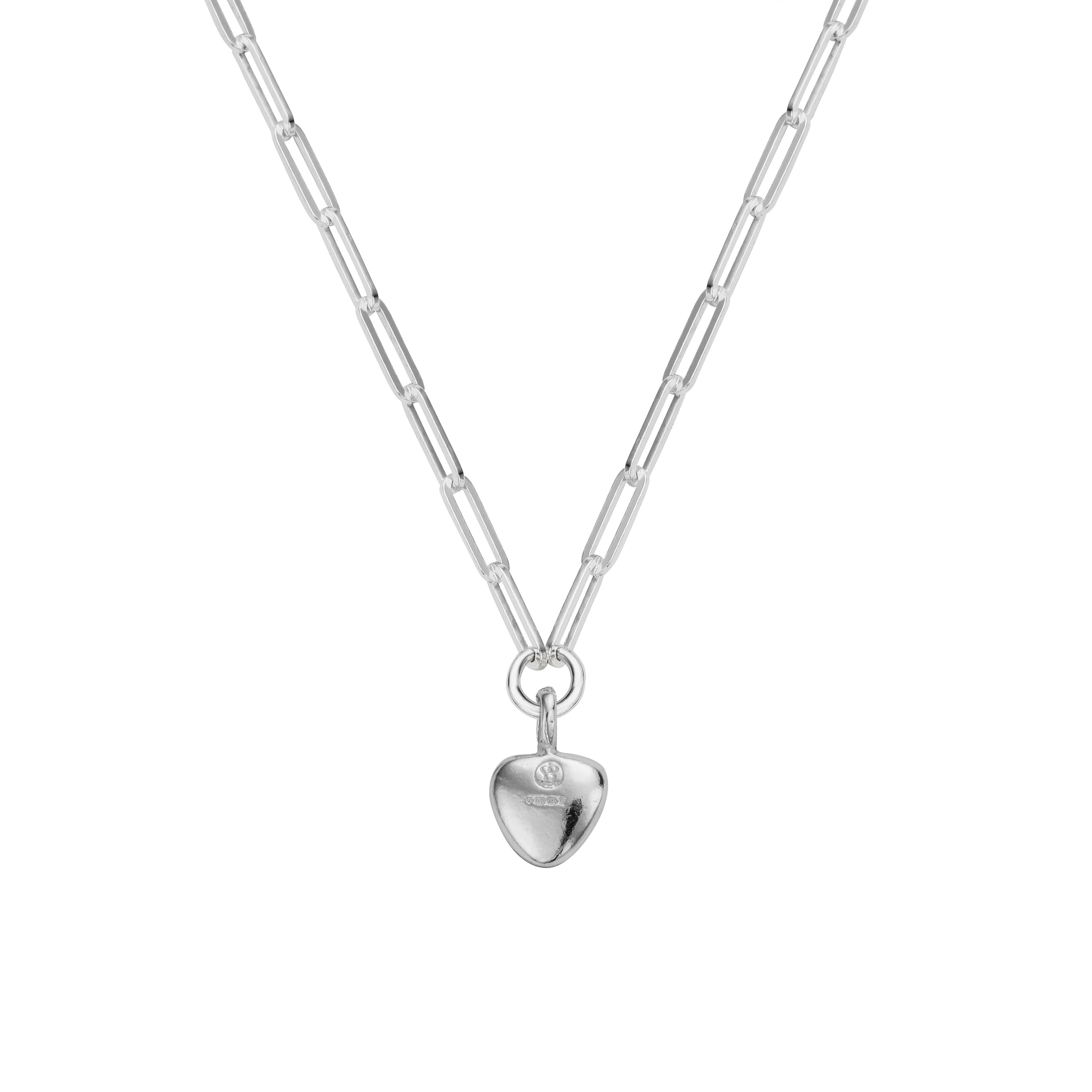 Silver Grateful Heart Trace Chain Necklace