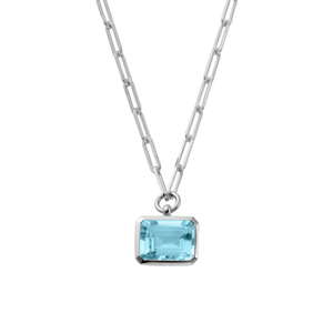 Silver Juno Blue Topaz Trace Chain Necklace