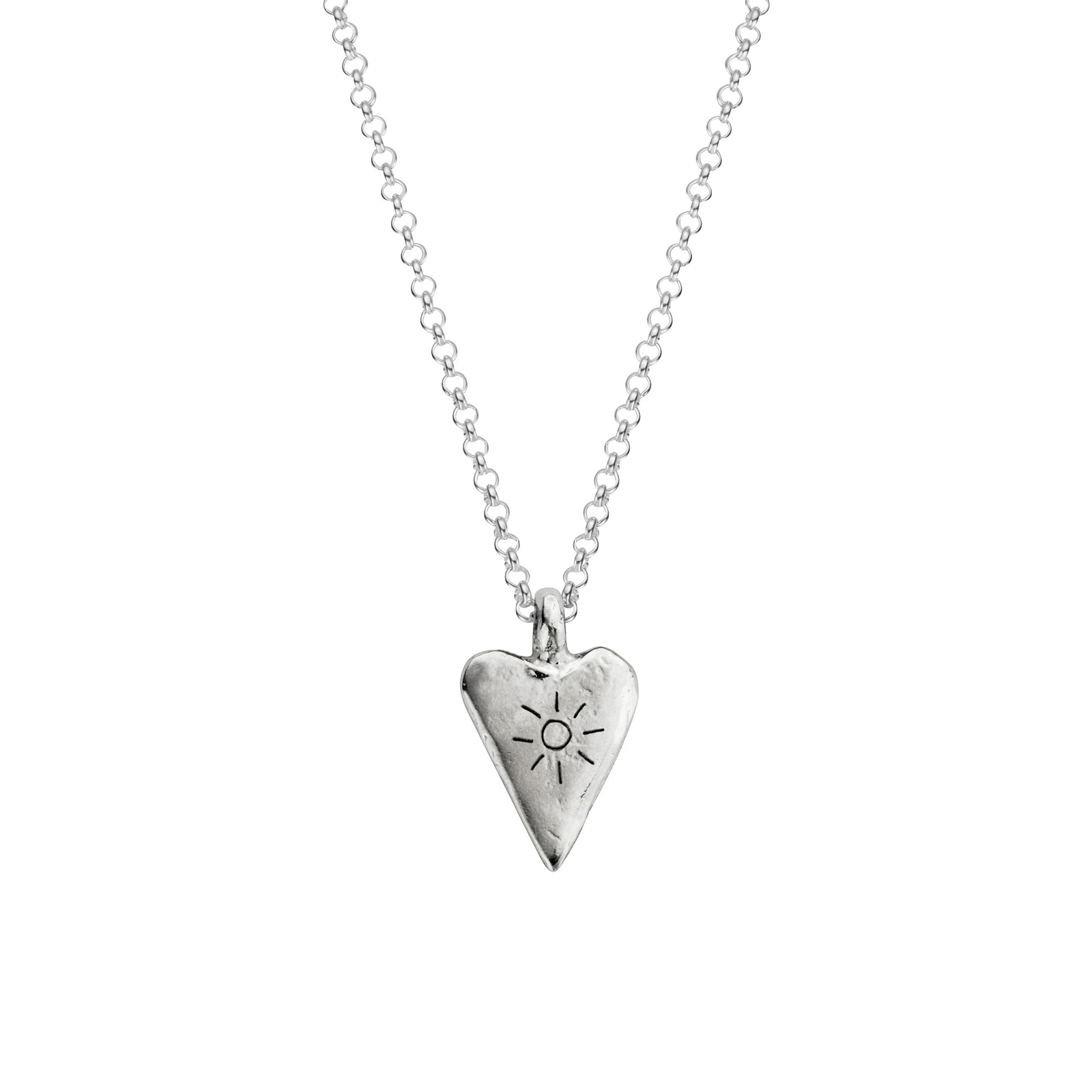 Silver Midi Heart Necklace with Handwriting