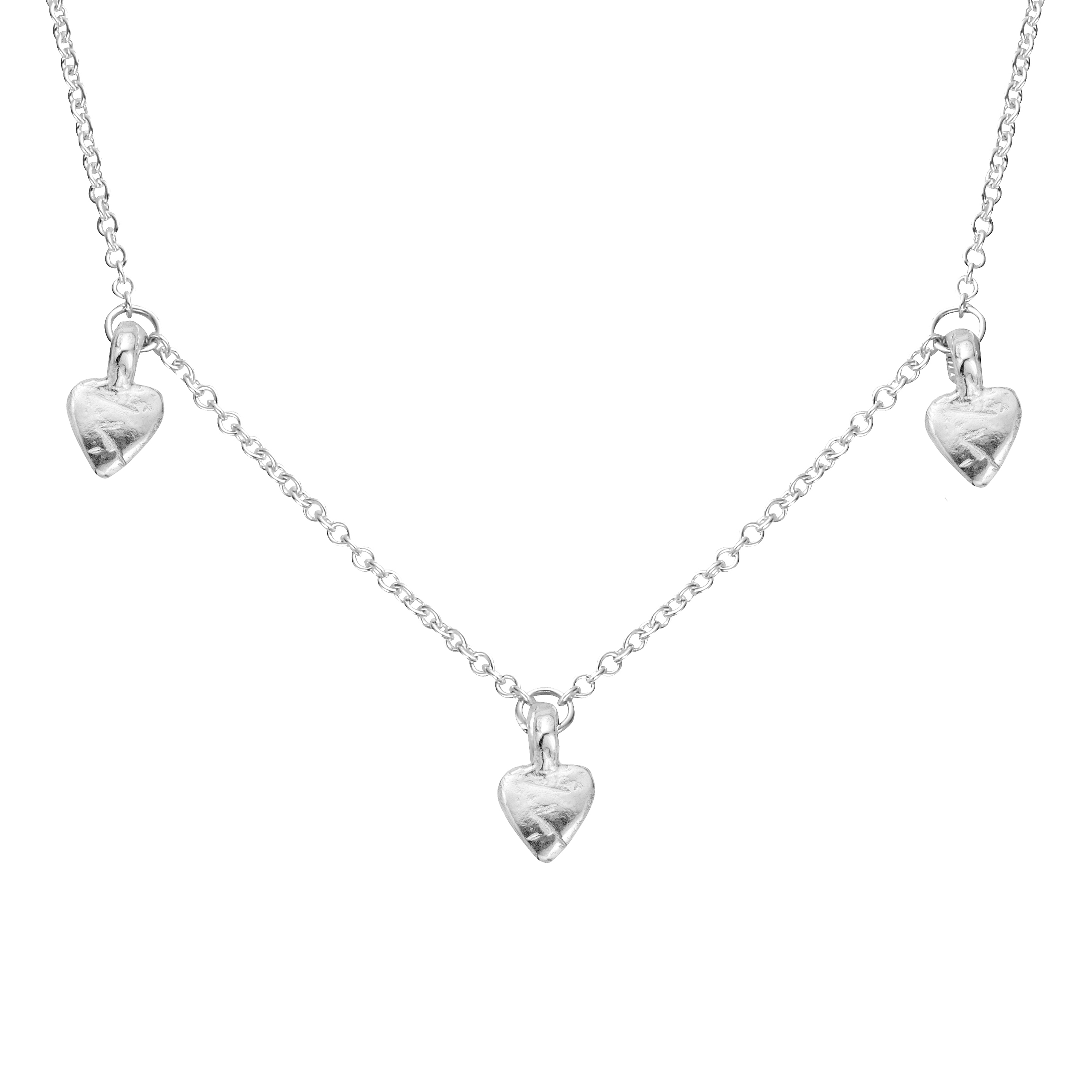 Silver Trio Baby Heart Necklace