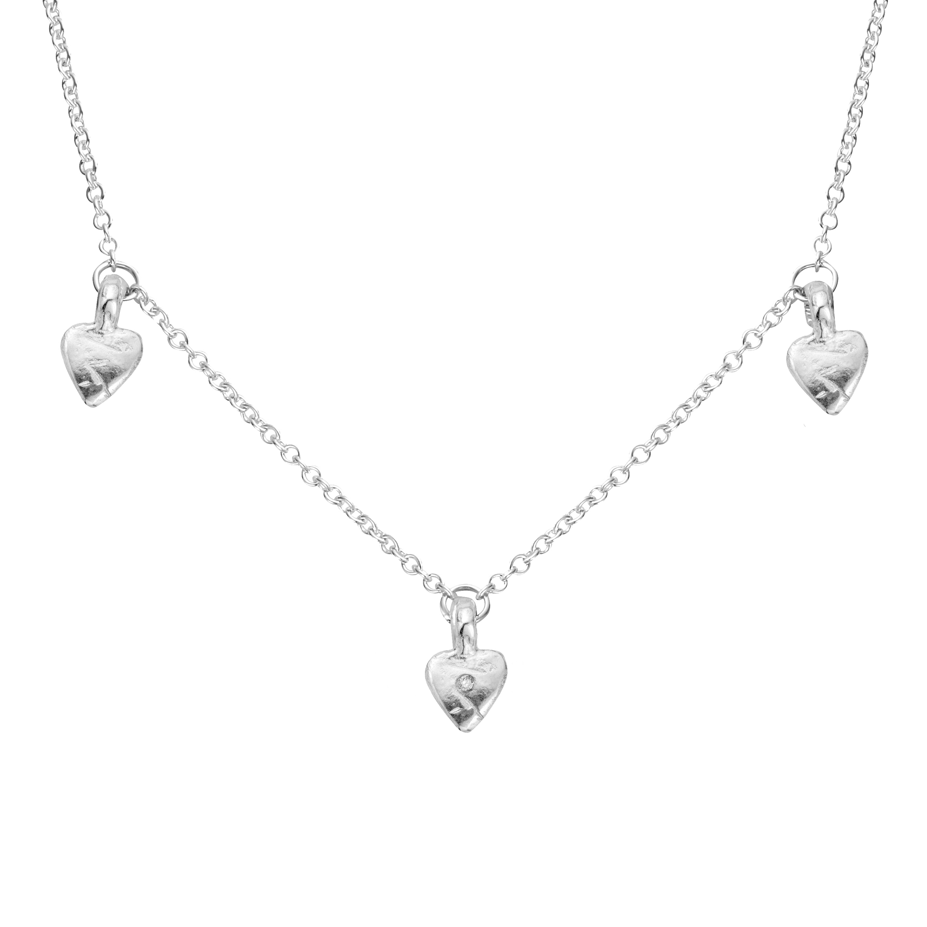 Silver Trio Baby Heart Necklace
