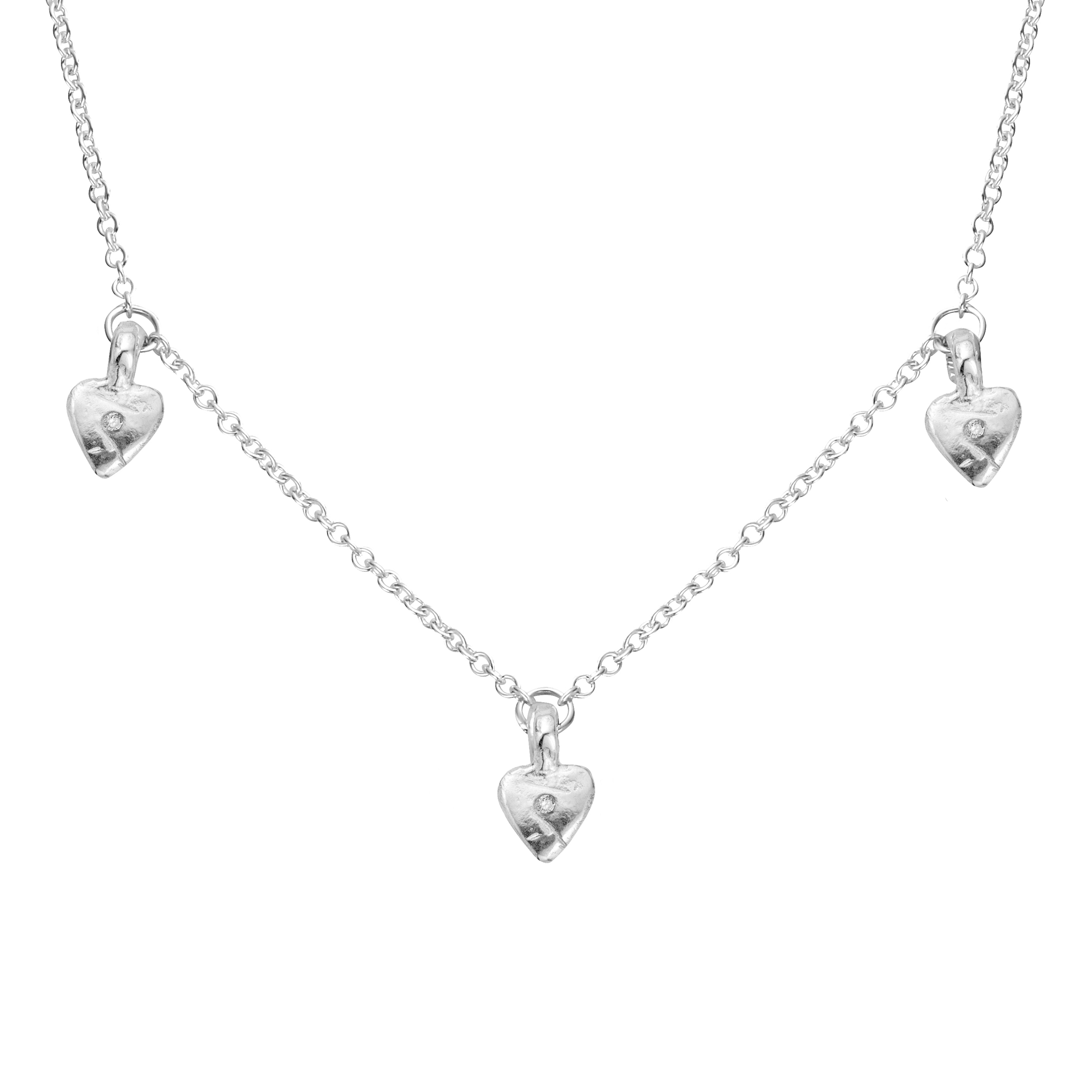 Silver Trio Baby Heart Necklace