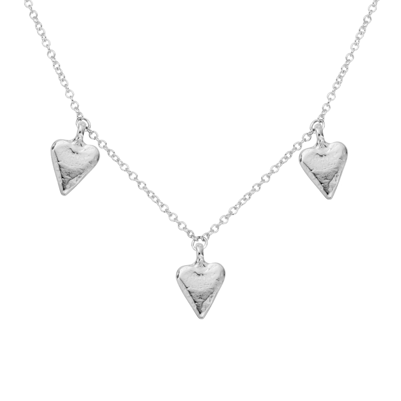 Silver Trio Mini Heart Necklace