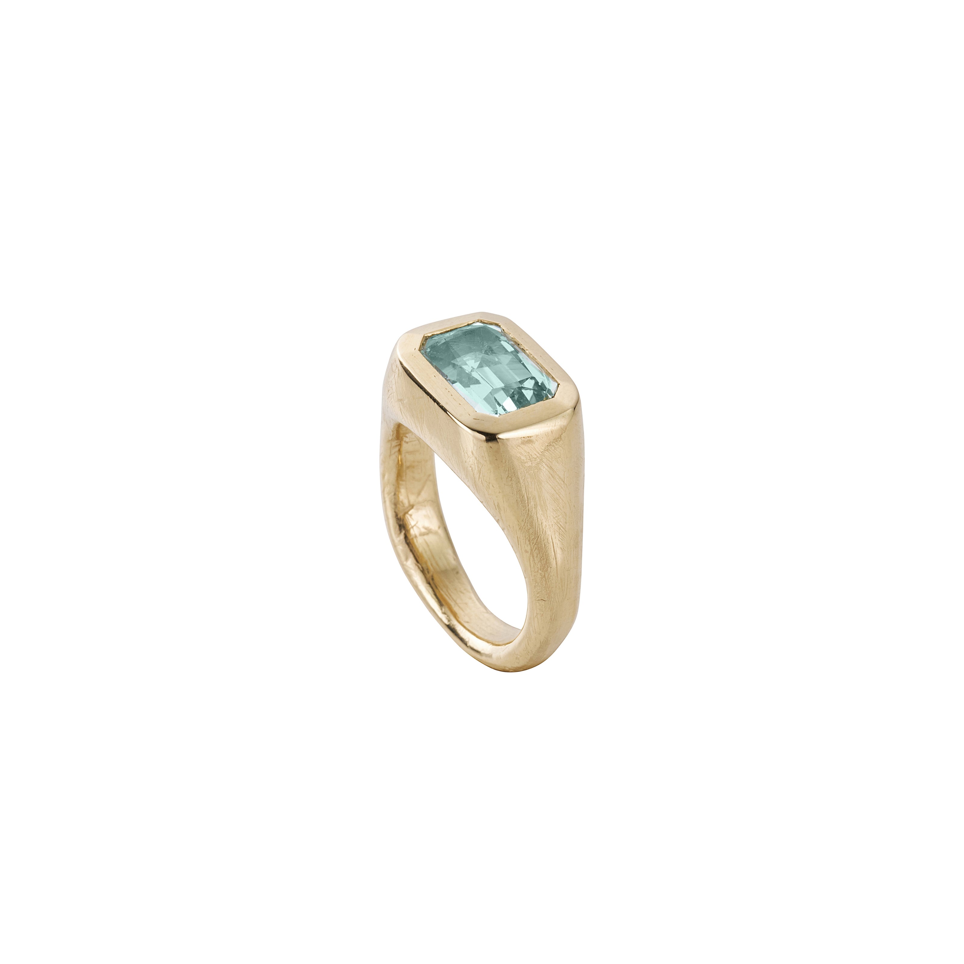 SORA Gold Zimbaqua Aquamarine Ring
