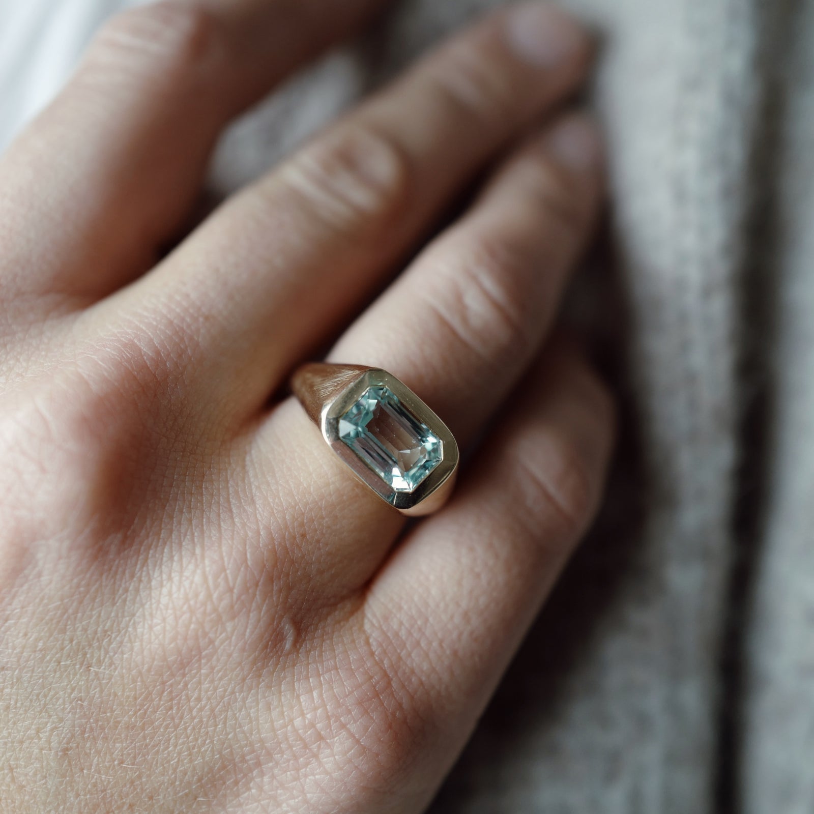 SORA Gold Zimbaqua Aquamarine Ring