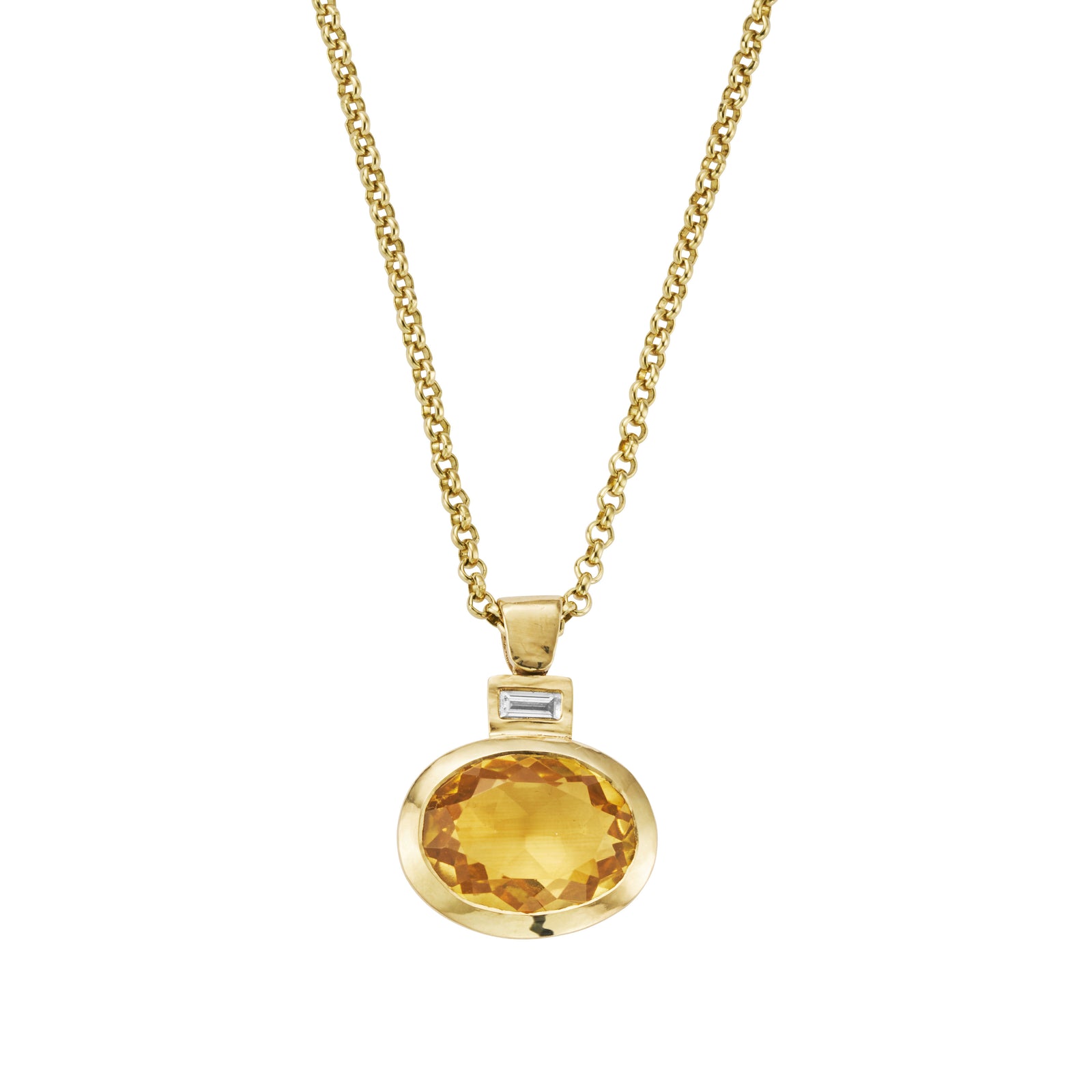 SURYA Gold Citrine & Diamond Necklace