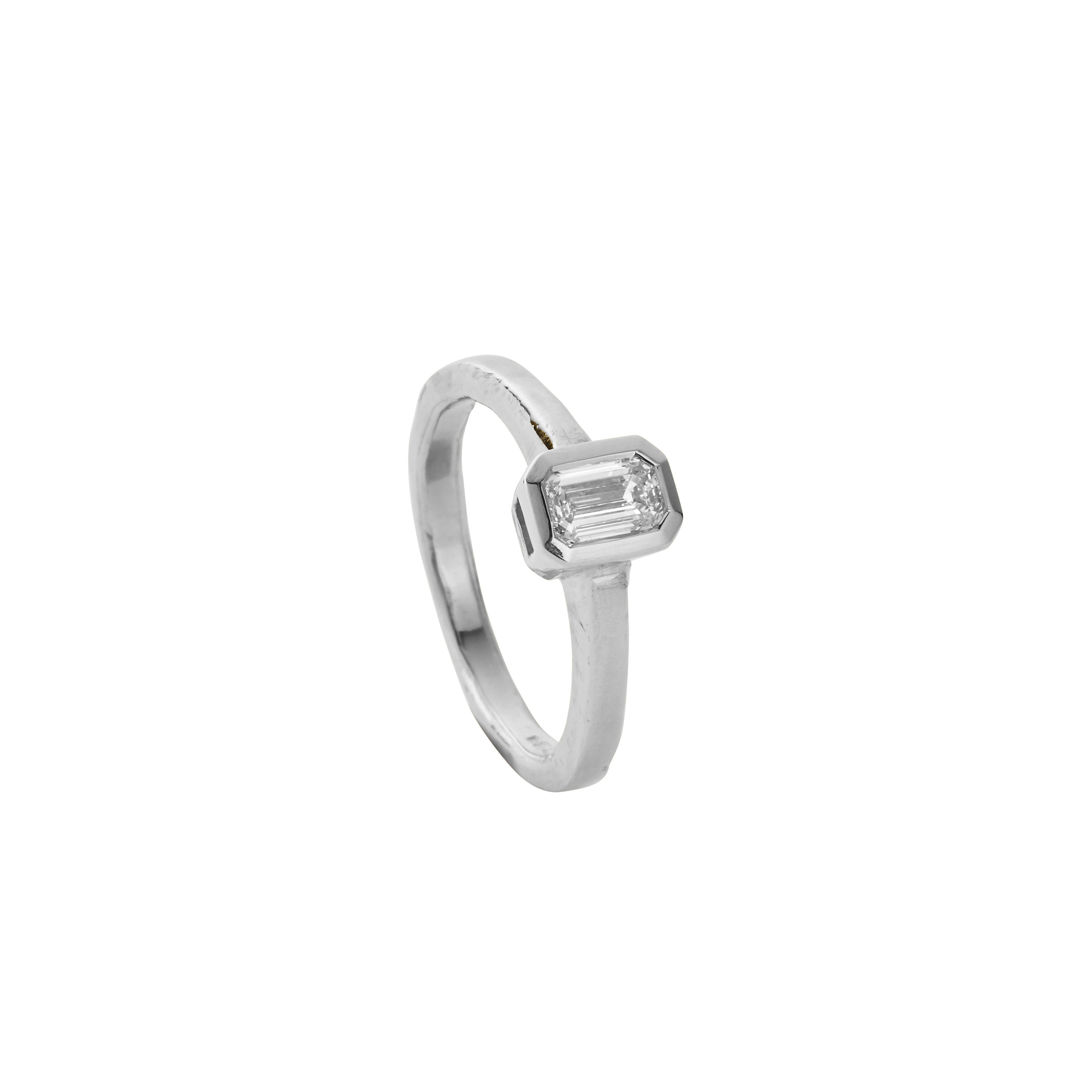 'The Heirloom' 18ct White Gold Emerald Lab Grown Diamond Bezel Engagement Ring