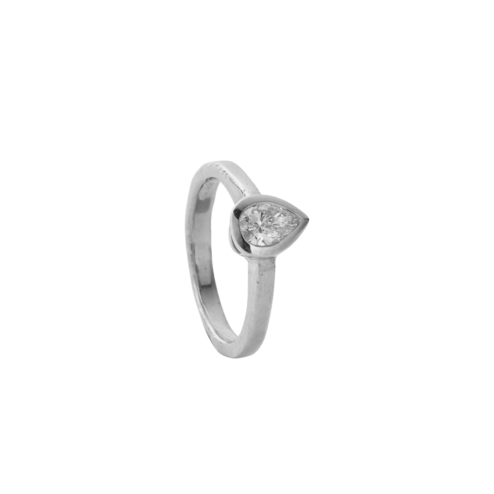 'The Muse' Silver Pear 0.5ct Lab Grown Diamond Bezel Engagement Ring