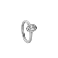 'The Story' Silver Oval 1ct Natural Diamond Bezel Engagement Ring