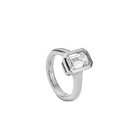'The Heirloom' Silver Emerald 2ct Lab Grown Diamond Bezel Engagement Ring