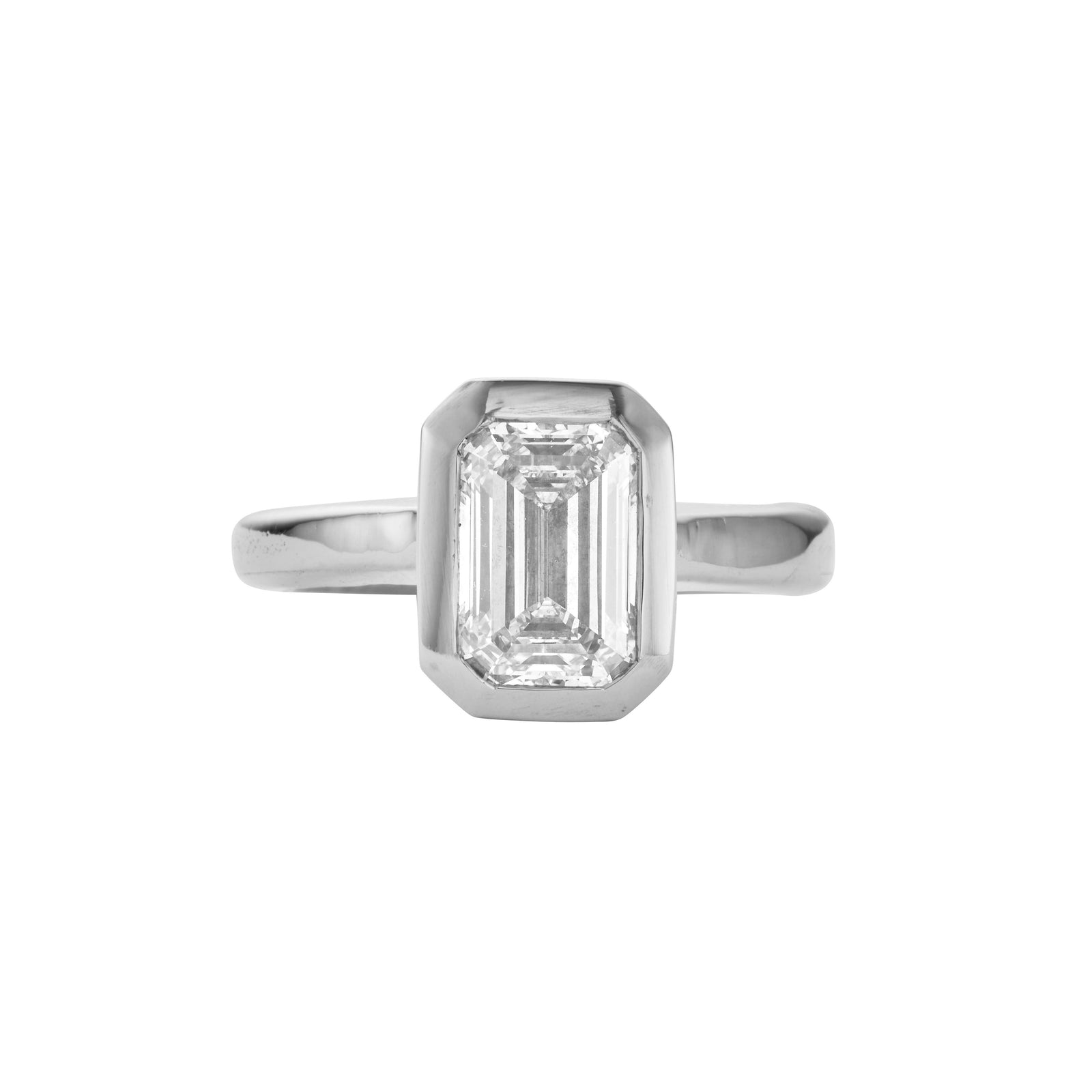'The Heirloom' Silver Emerald 2ct Lab Grown Diamond Bezel Engagement Ring