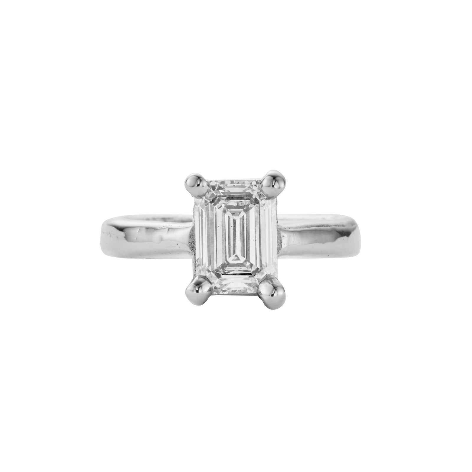 'The Heirloom' Silver Emerald 2ct Lab Grown Diamond Claw Engagement Ring