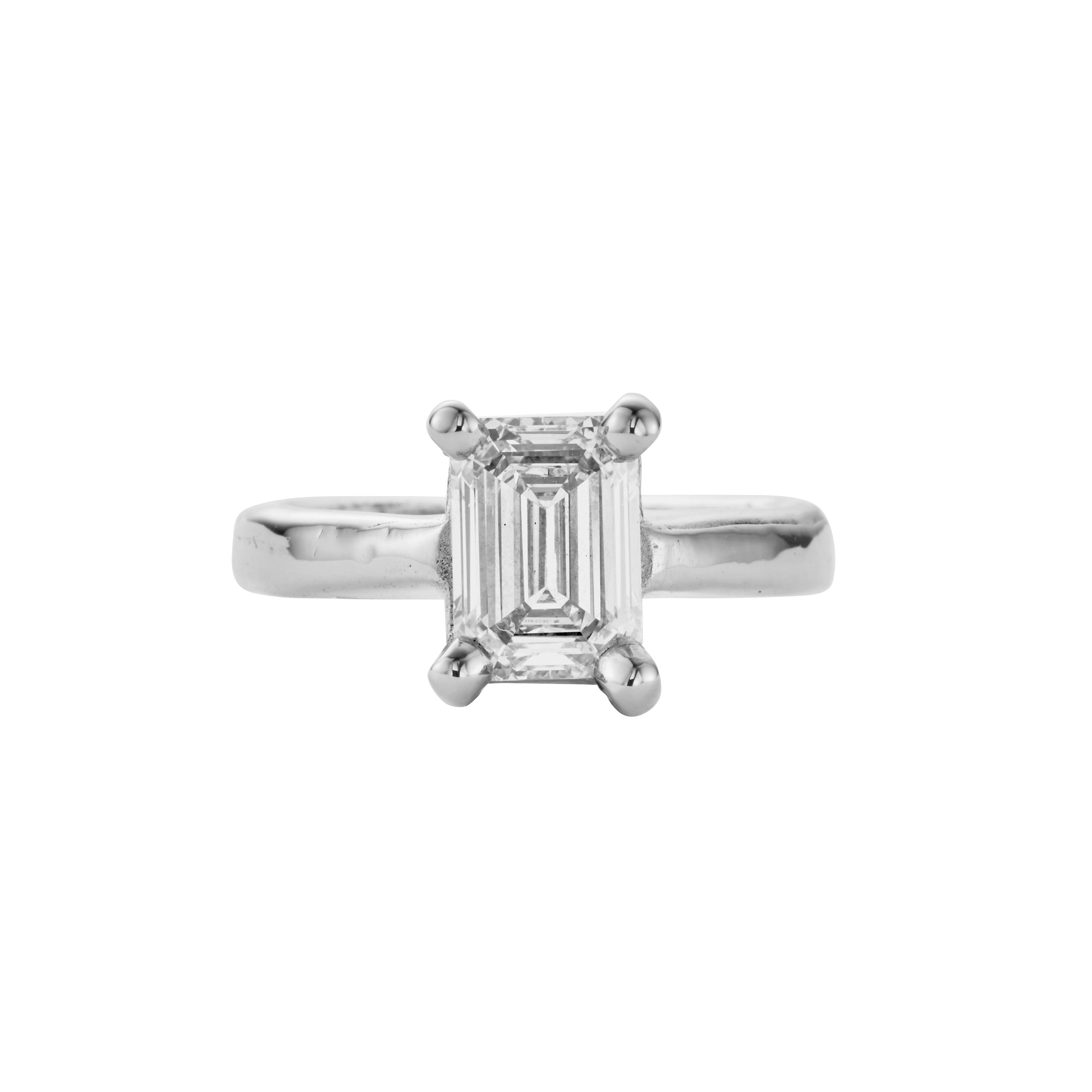 'The Heirloom' Silver Emerald 2ct Lab Grown Diamond Claw Engagement Ring